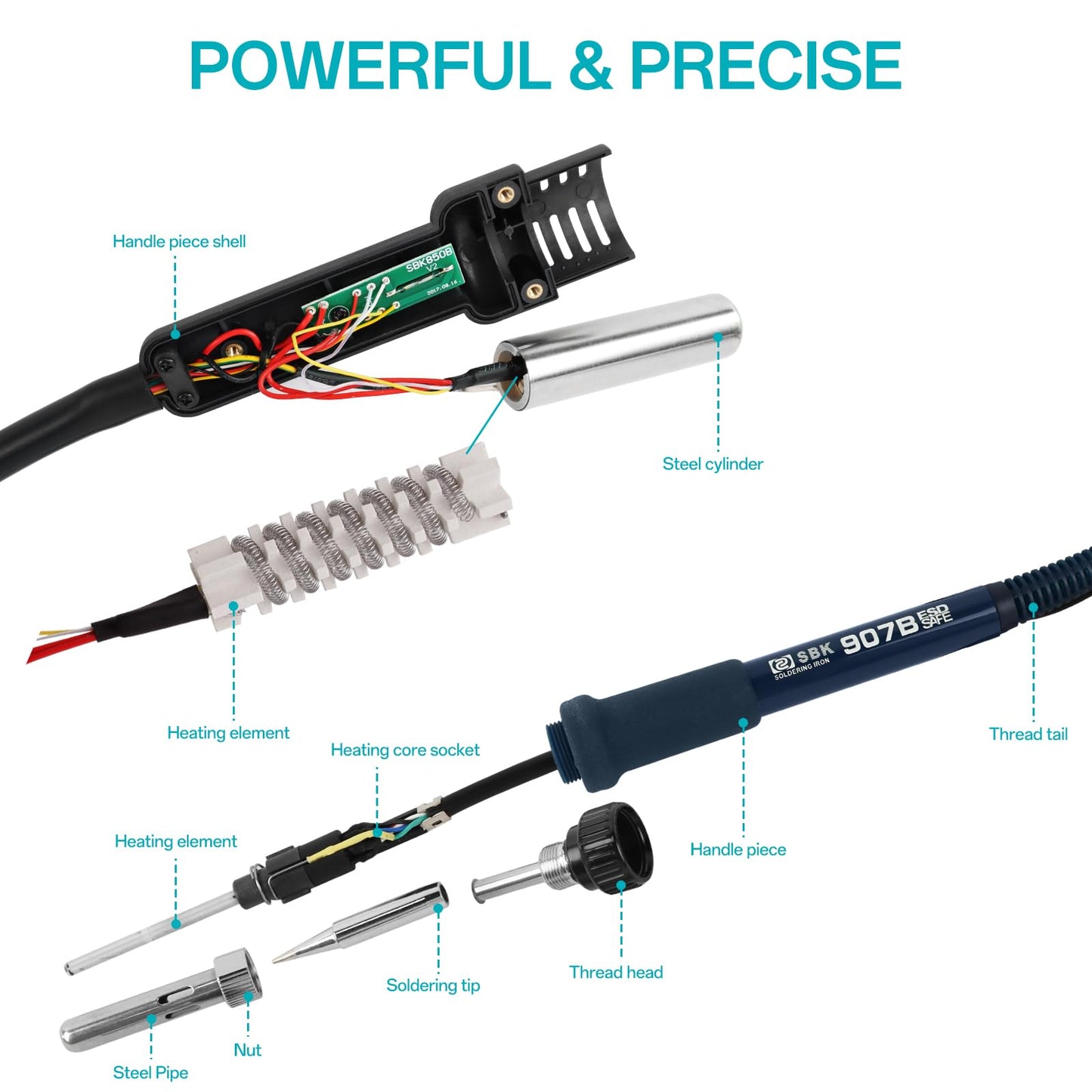 BK701D 700W Hot Air Soldering Station 2-in-1 Kit, SMD Hot Air Rework Soldering Station, Multiple Functions Electronics Kit, Led Digital Display, Knob Type Adjustable Temperature