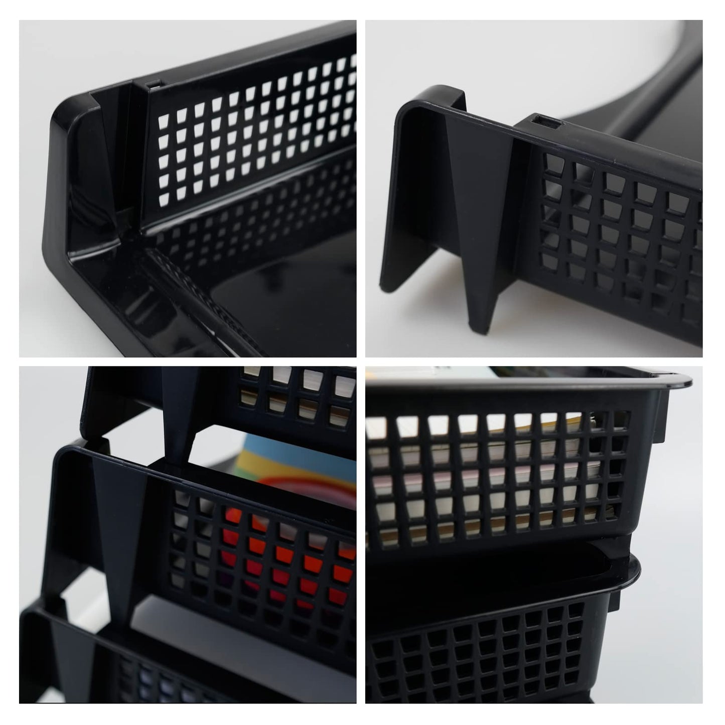 Minekkyes Stackable Office Tray, 6 Tier Document Letter Tray Organizer, Black Stacking Tray
