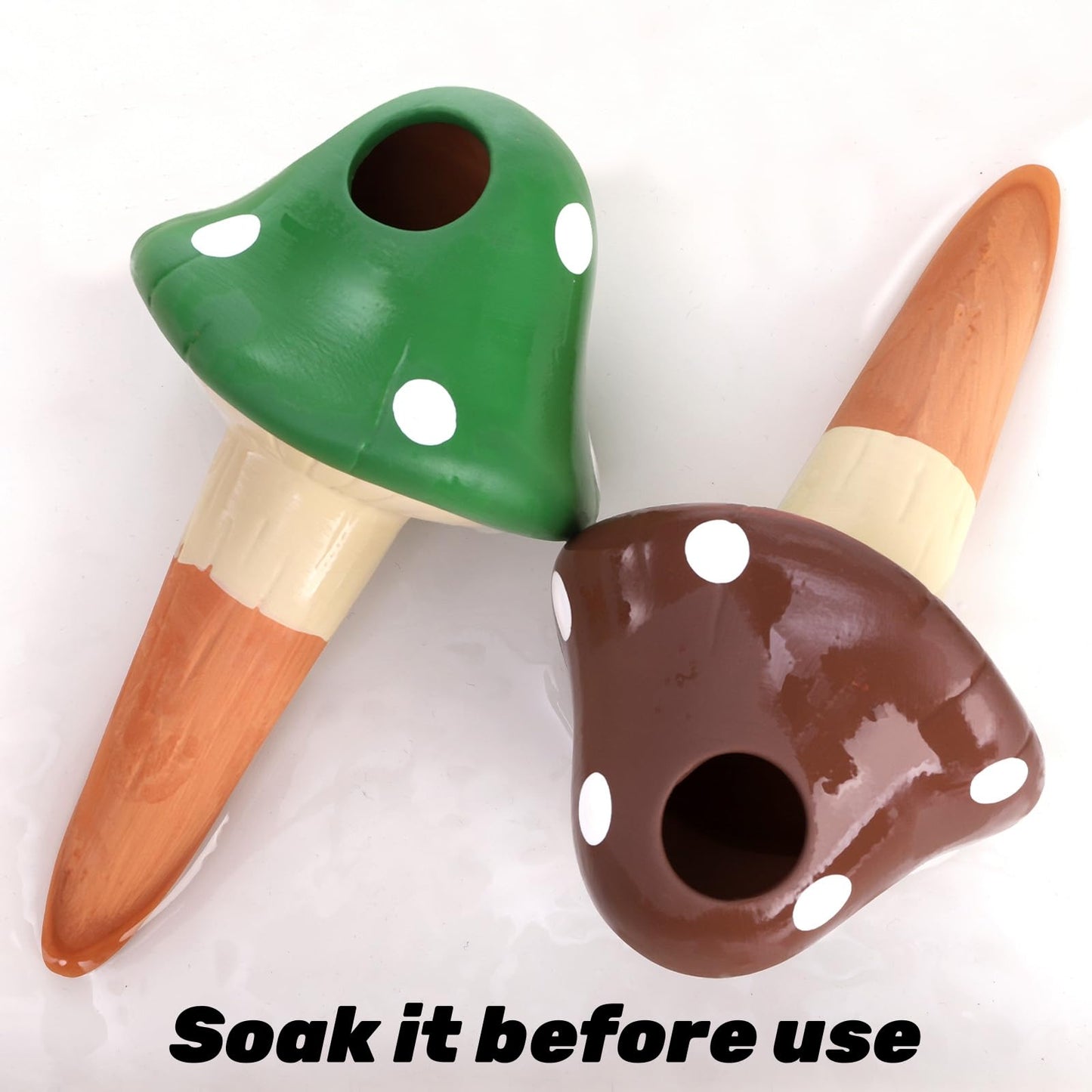 Peohud 8 Pack Self Watering Spikes Mushroom Shaped, Terracotta Plant Watering Globes, Cute Watering Device, Automatic Plant Watering Bulbs for Indoor Outdoor Potted Plants, Colorful Irrigation Spikes