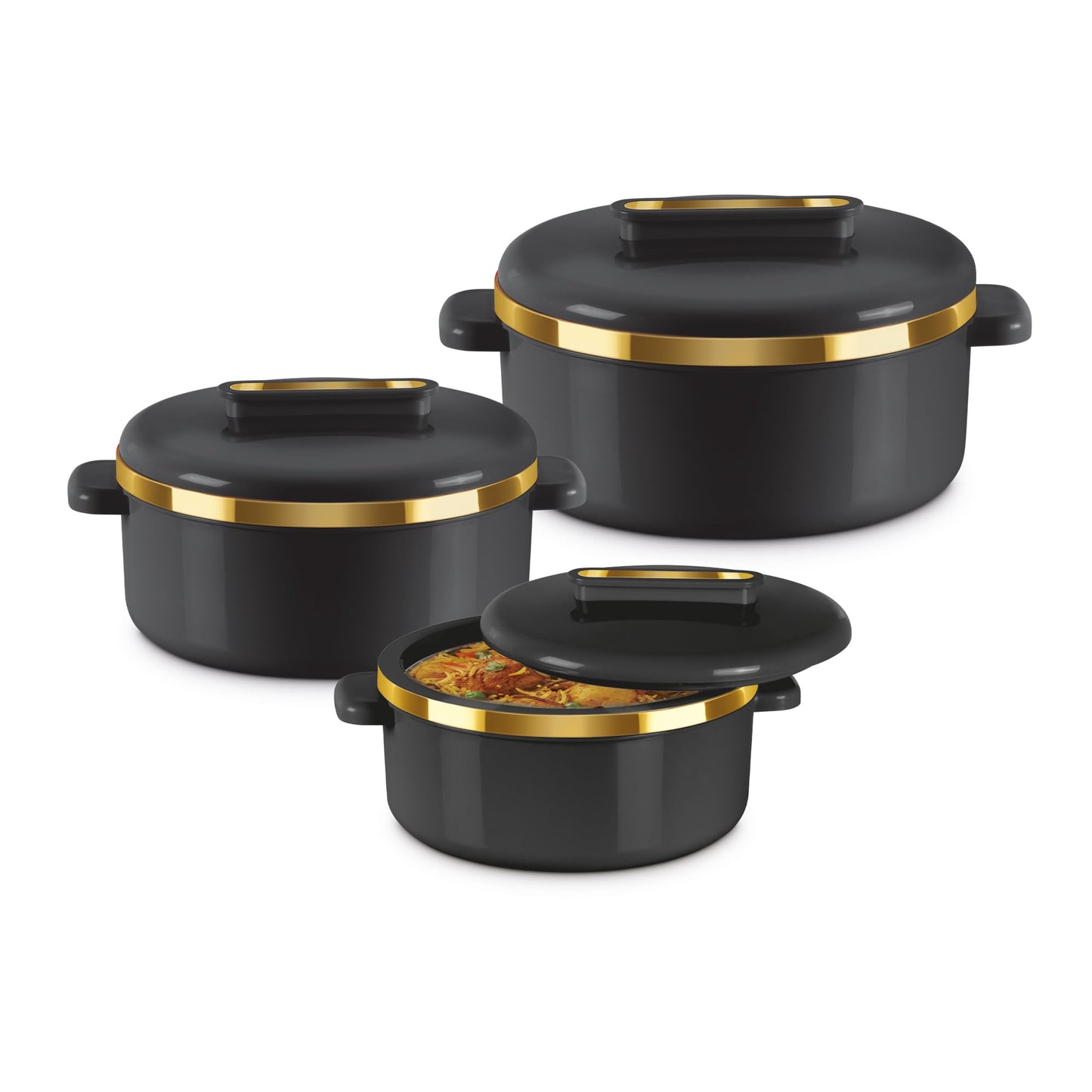 MILTON Insulated Casserole Dish with Lid 3 pc Set 2.1/1.5/1 qt. Hot Pot Food Warmer/Cooler –Thermal Soup/Salad Serving Bowl- Stainless Steel Hot Food Container–Best Gift Set for Moms –Holidays