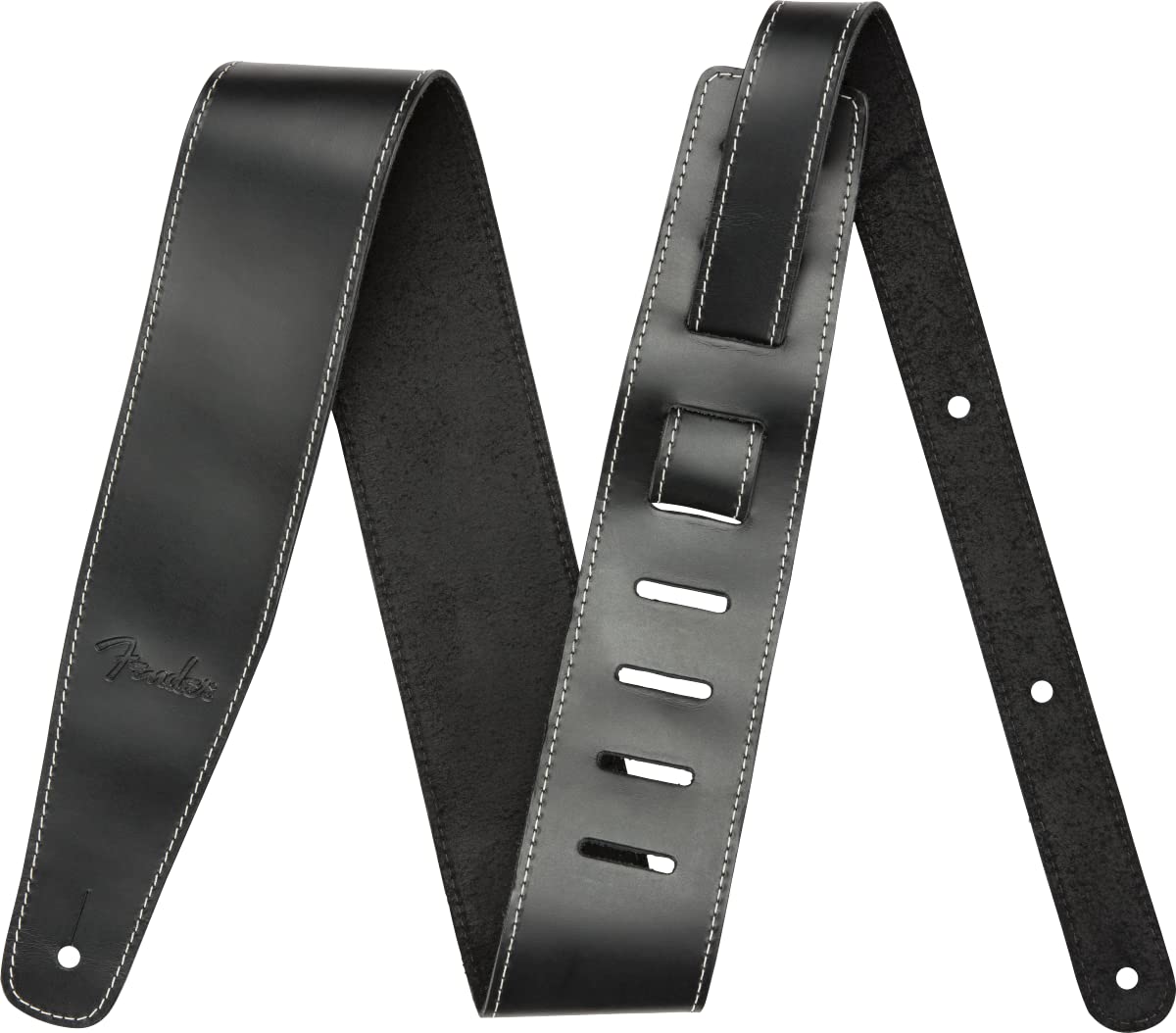 Fender Broken-In Leather Guitar Strap, 2.5in, Black