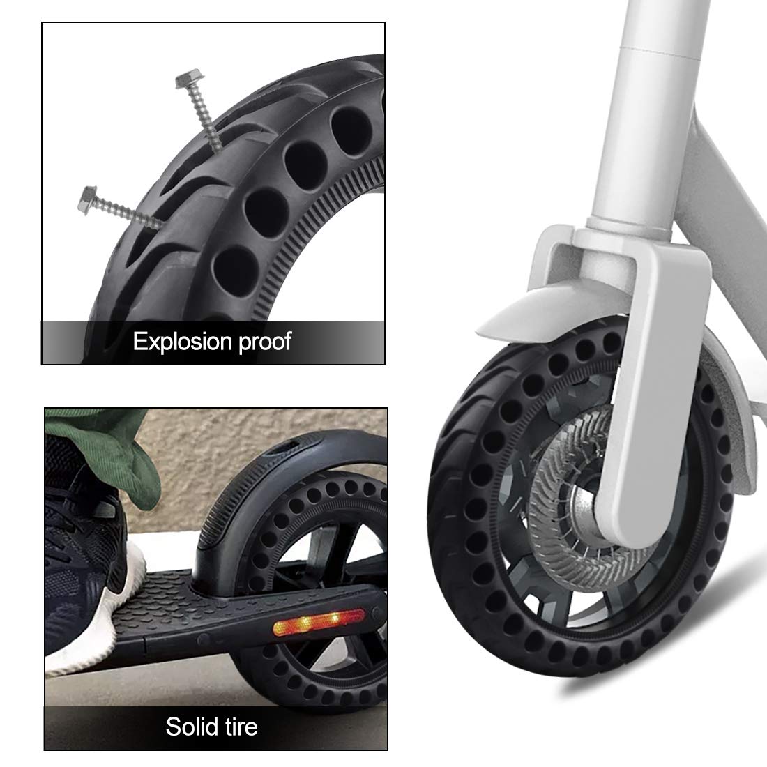 8.5 Inch Solid Tire Tyre for Xiaomi mijia M365, Front/Rear Rubber Tire Wheel Replacement for Electric Scooter 8 1/2x2 Anti-slip (2)