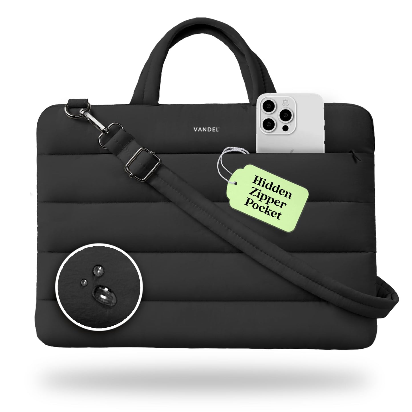 VANDEL 15-16 inch Laptop Carrying Case Sleeve with Strap, Shoulder Bag with Handle, 15 in Laptop Bag for Women, Carrying Case, Lap top Messenger Carrier