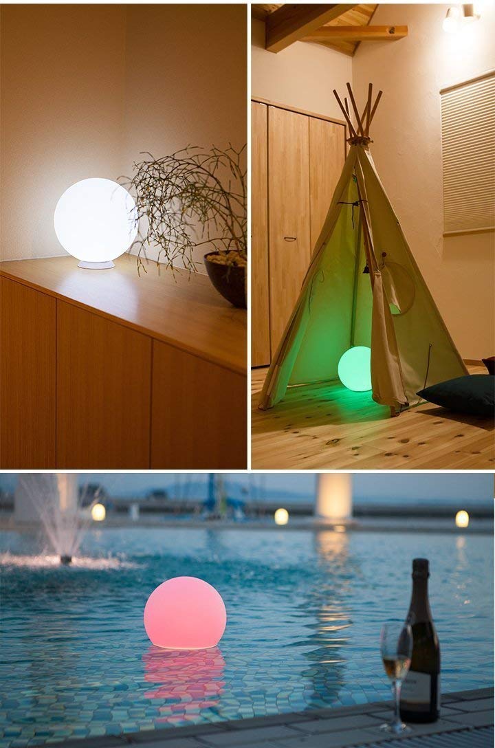 Mr.Go 8-inch Ultra-Fun LED Glowing Ball Light w/Remote, RGB Color Changing Globe Mood Lamp, Kids Night Light, 16 Colors 8 Brightness 4 Lighting Effects, Waterproof, Rechargeable, Stunning Light Orb