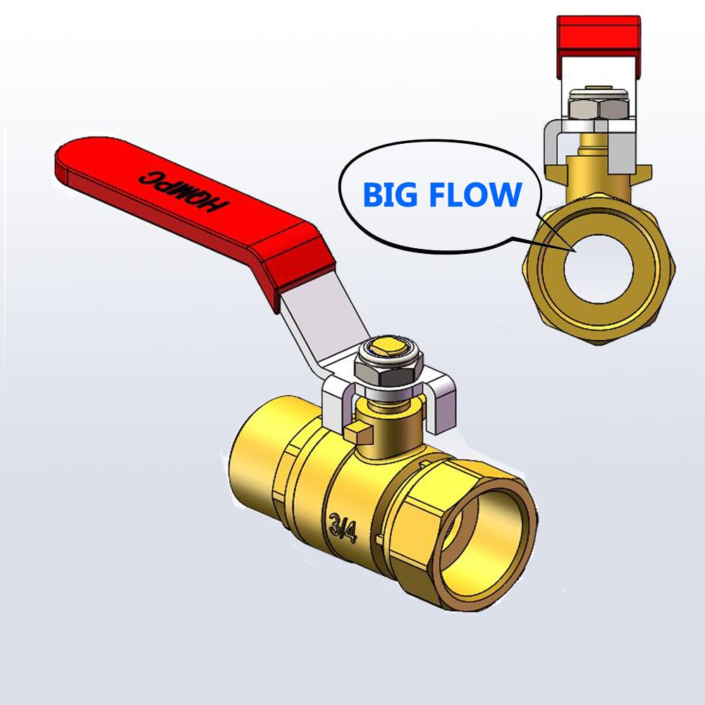 HQMPC Garden Brass Shut Off Valve Ball Valves 3/4" GHT Hose Shut Off Valve Hose Valves Big Fllow 2Pcs Long Handle