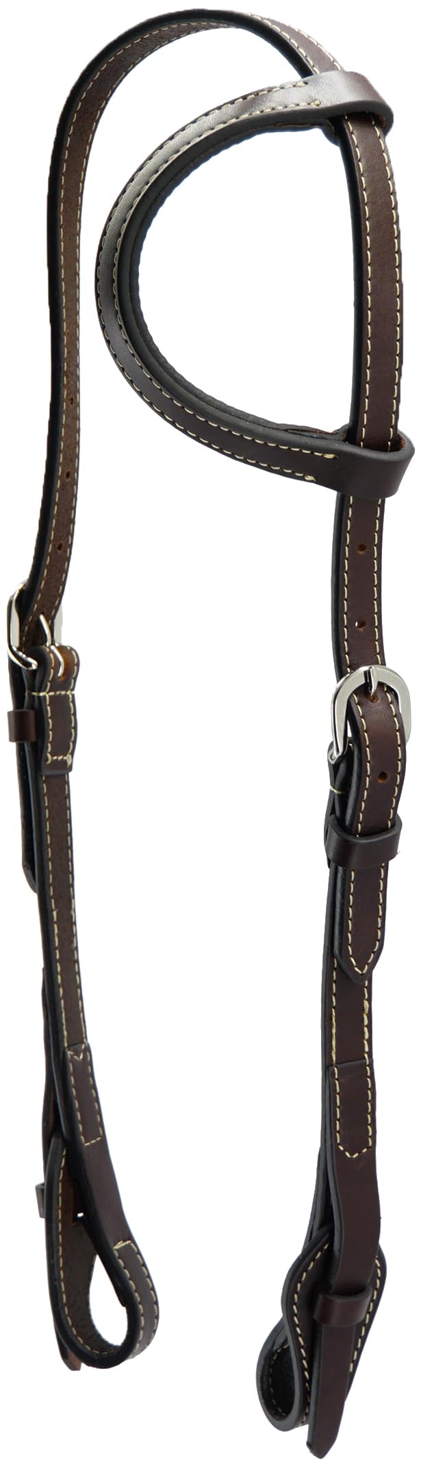 Jeereal Working Tack Quick Change Browband Headstall for Horses Western | Made of Premium Oiled Harness Leather (Dark Coffee)