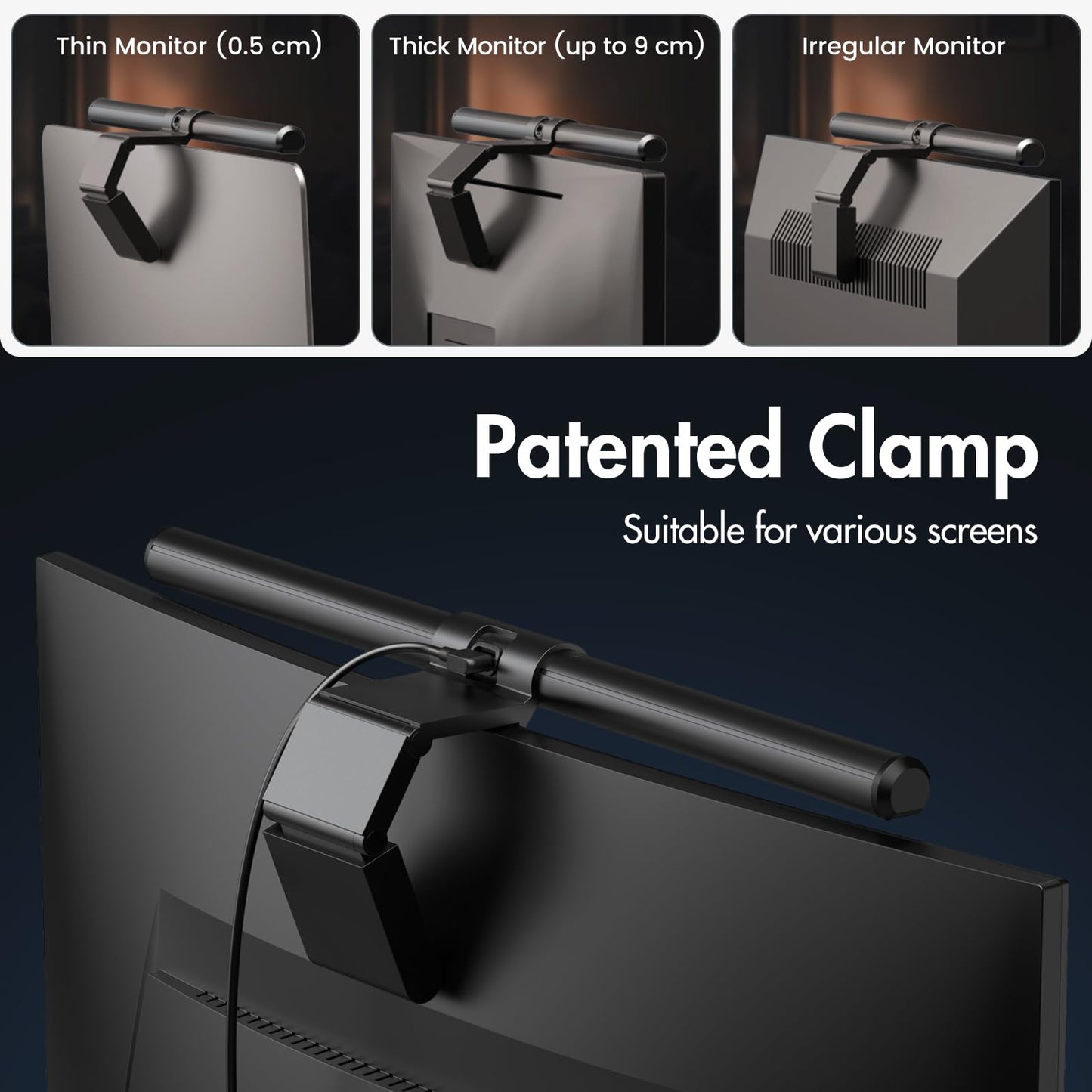 Quntis Monitor Light Bar 16'' with Remote, Fit for Curved Monitors, Eye-Care Computer Screen Light Bar, Auto-Dimming Dimmable Work Office Gaming Desk Lamp
