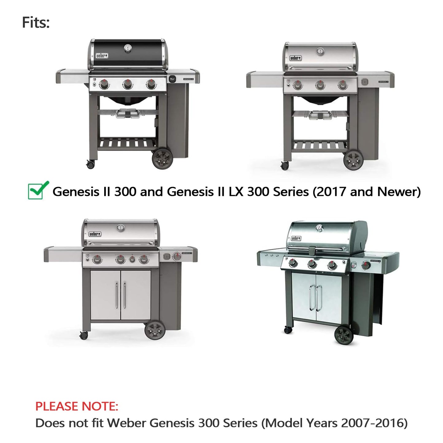Stanbroil Porcelain Enameled Flavorizer Bars for Weber Genesis II/LX 300 Series (2017 and Newer) Gas Grills, Replacement Parts for Weber 66032/66795, 5 Pack