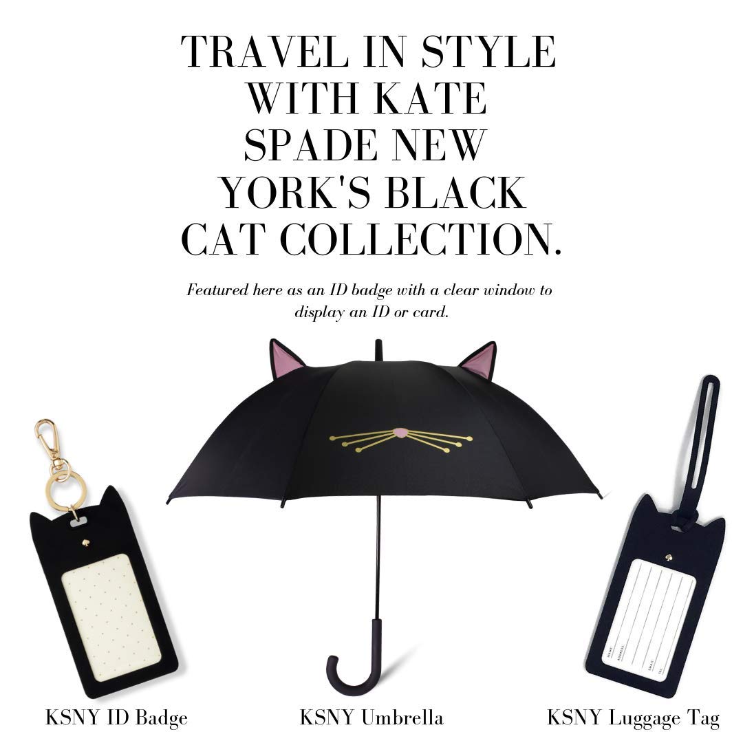 Kate Spade New York Black Cat Collection Travel Gear Featuring Id Clip, Umbrella, and Luggage Tag (ID Clip)