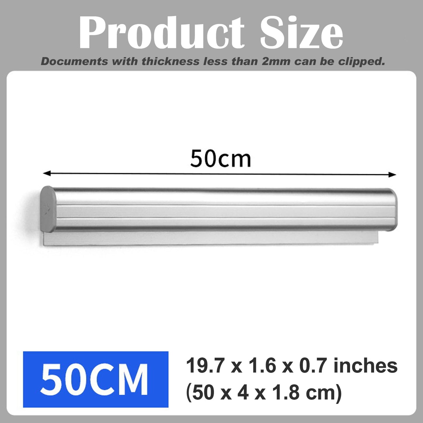 2 Pieces Ticket Holder Receipt Holder for Restaurant Refrigerator, No Drill Restaurant Order Ticket Holder, for Walls Home Kitchen Office Cafes Pubs Bars(19.7 Inch, Sliiver, 2p)