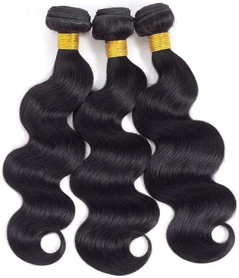 10A Body Wave Human Hair 3 Bundles Brazilian Virgin Human Hair Extensions 100% Unprocessed Hair Weave for Black Women Natural Color 18 20 22 Inch