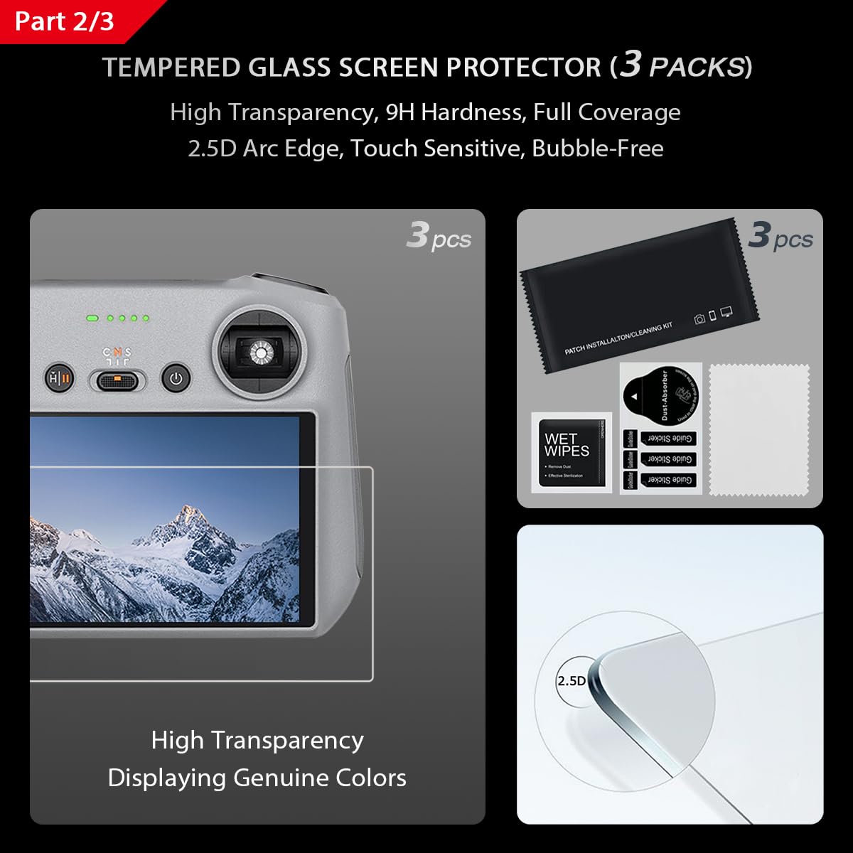 Arzroic Sun Hood Kit for DJI Mini 3/3 Pro RC Controller Accessories - Anti-Glare Sun Shade Cover, Screen Protector and Neck Lanyard Bundle
