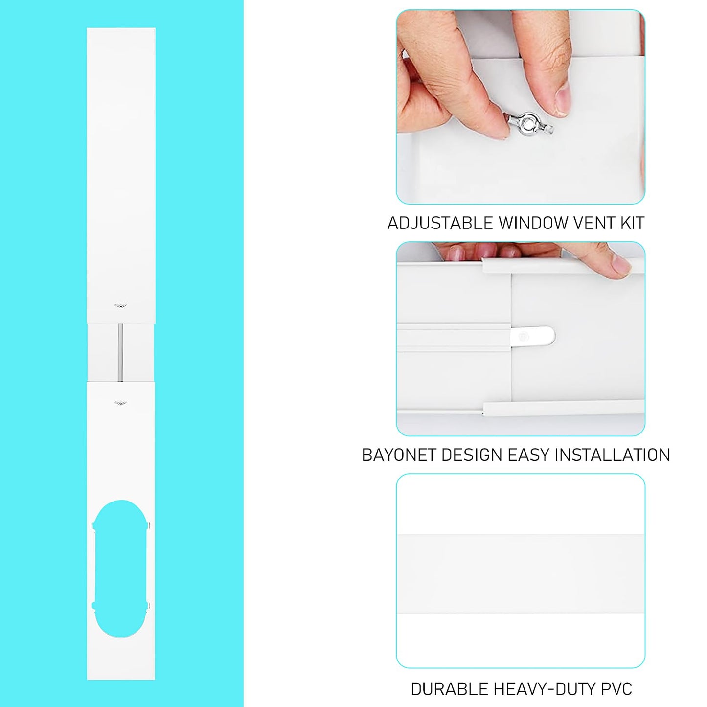Portable AC Window Vent Kit, 5.9" Exhaust Hose & Universal Coupler & Accessories, Seamless Air Conditioner Replacement Seal Plate, Adjustable Window Seal Kit for Vertical Horizontal Sliding Window