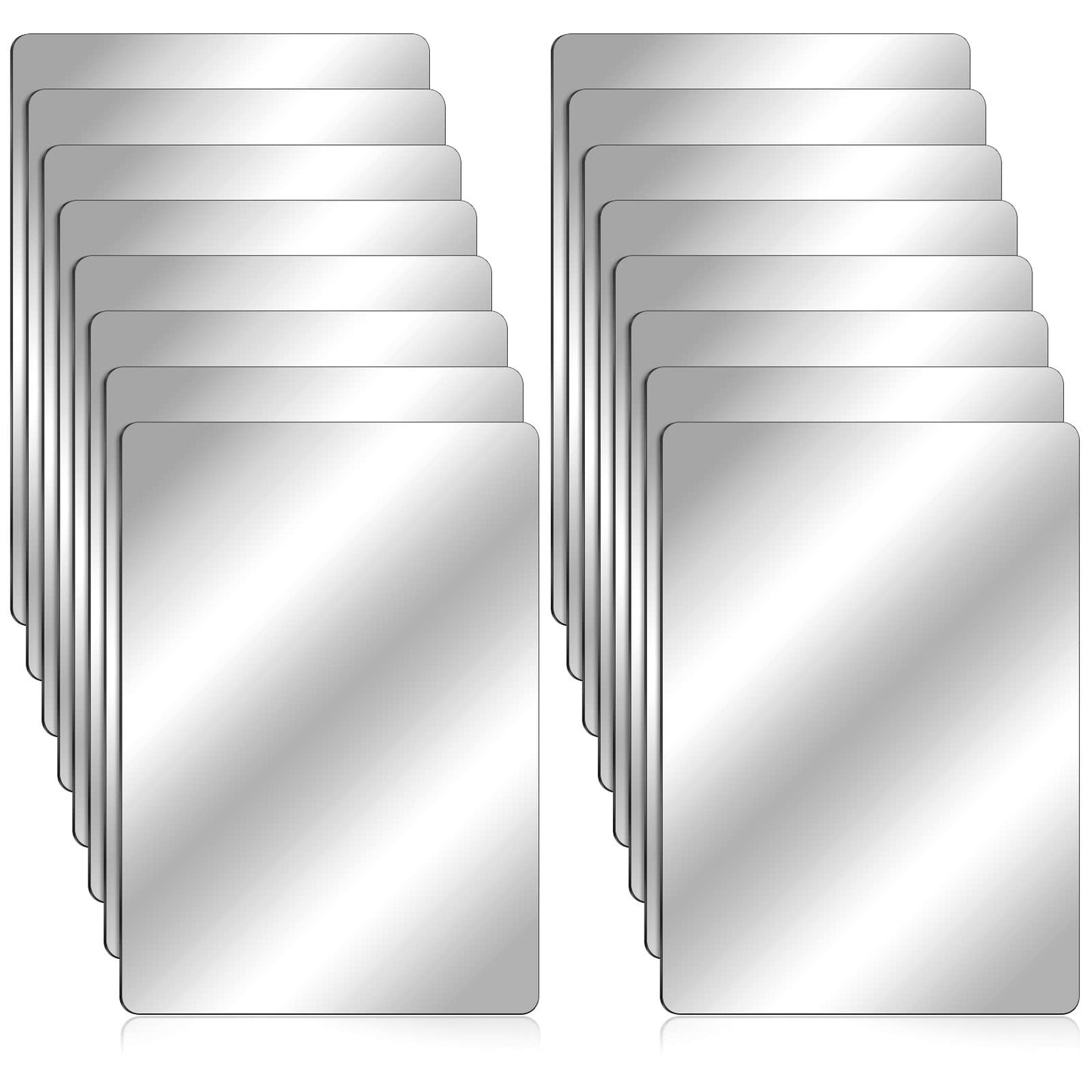 Marsui 64 Pieces Shatter Proof Plastic Mirror Craft 4 x 6 Inch Small Mirror Tiles Bulk with Soft Round Corners Double Sided Protective Film Reflector Sheets Art Craft Supply for Bathroom Home Decor