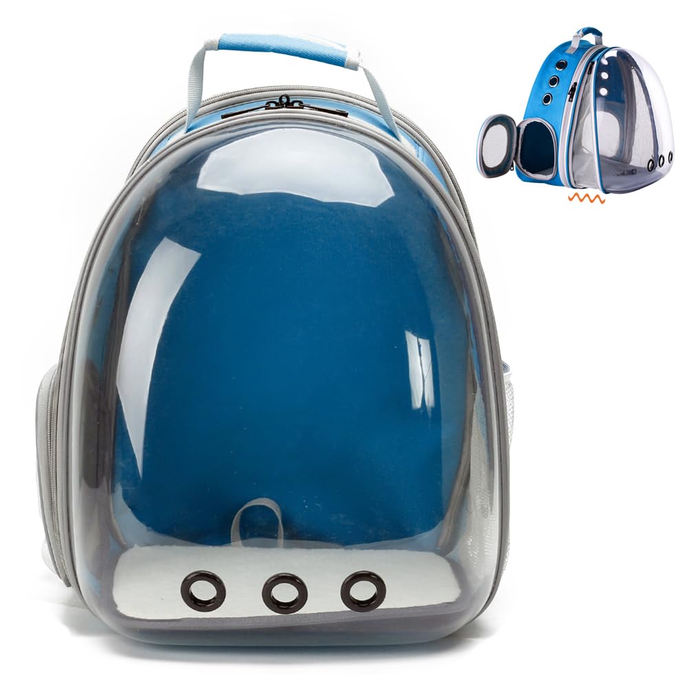 Bubble Cat Backpack,Expandable Backpack for Cats,Fit up to15 lbs Cats,Pet Outdoor Backpack (Blue, Front Expan)