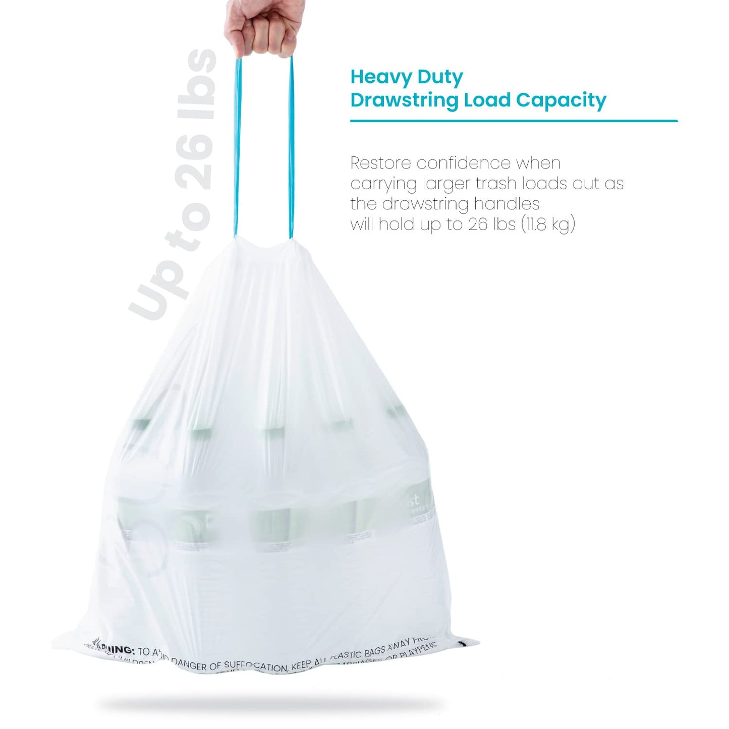 Home Zone Living 8 Gallon Kitchen Trash Bags with Drawstring Handles, Heavy Duty Custom Fit Design for Standard 30 Liter Kitchen Trash Cans, Code 30S, 60 Count
