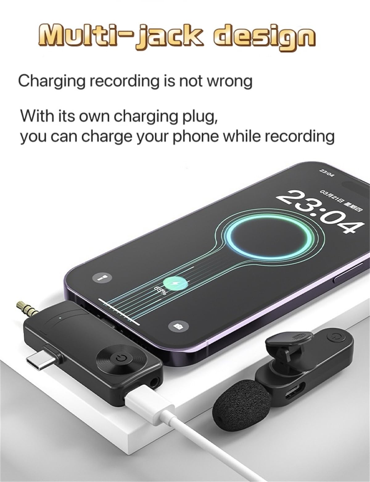 Jijikomore 3 in 1/Four in one Wireless Lavalier Microphone for iPhone,iPad,Android,Camera,Computer,mini Noise Reduction Recording Mic Ultra-Low Delay,for Vlog/TikTok/YouTube Live Stream (4 Mic)