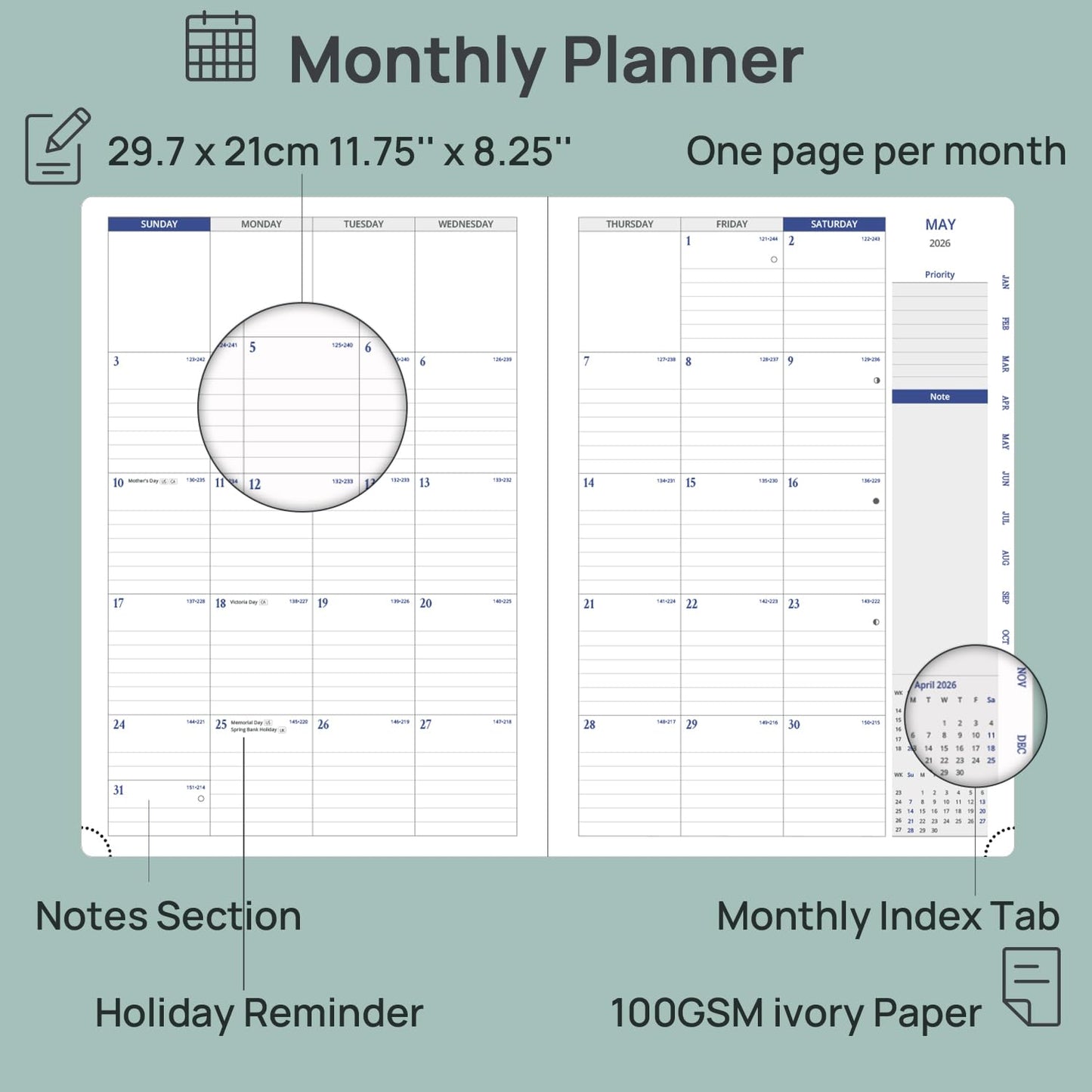 POPRUN 2026-2027 Planner - Weekly And Monthly Planner (A4 Size 8.25'' x 11.75''), 15-Minute Hourly Planner & Appointment Book (July 2026 - June 2027), Monthly Tabs, Inner-pocket - Burgundy