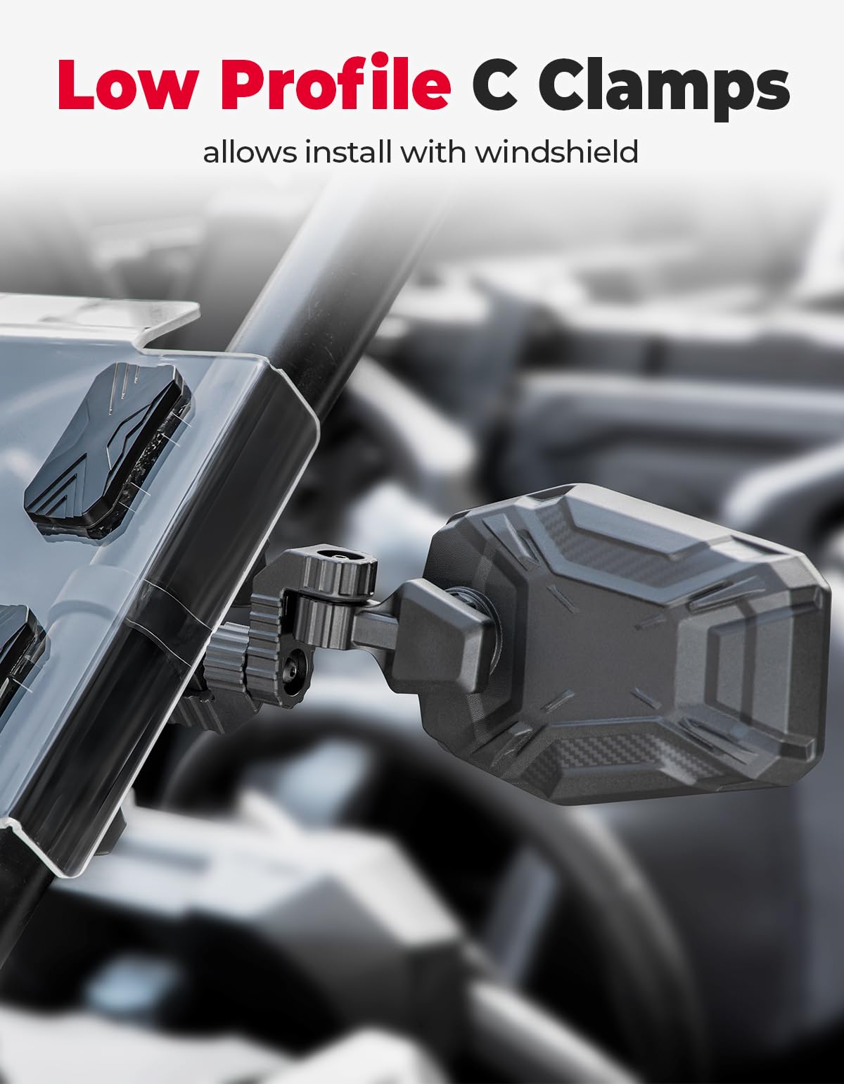 KEMIMOTO UTV Side Mirrors, UTV Mirrors for 1.65"-2" Roll bar, Adjustable Mirror Compatible with Polaris RZR, Can Am Maverick X3, Pioneer, Talon, Teryx, Gator, CFMOTO