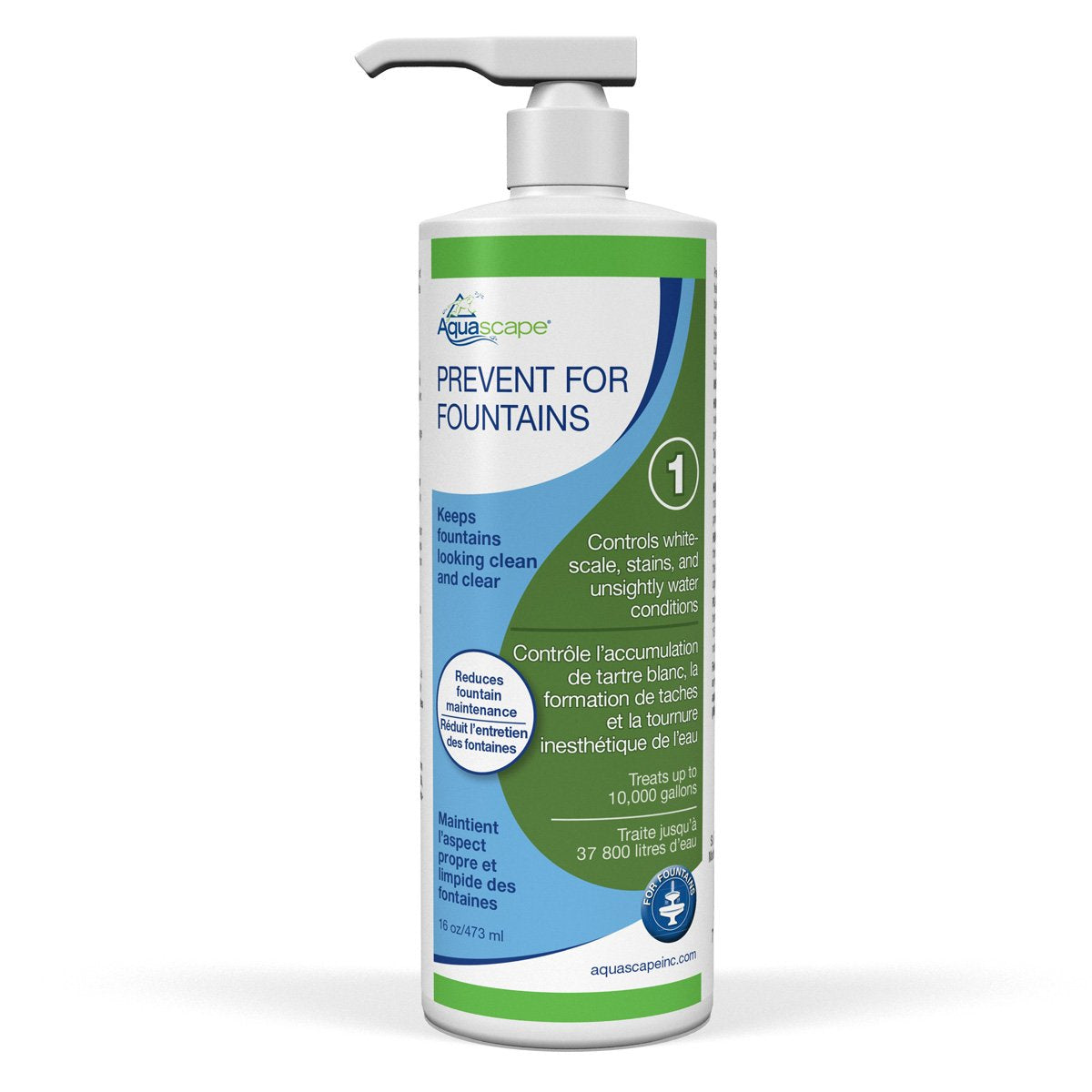 Aquascape Prevent Water Treatment for Fountains, Waterfalls, Rock and Gravel, Prevent White-Scale Buildup, Stains, Foam and Other Unsightly Water Conditions, 16 Ounce / 473-ml | 96074