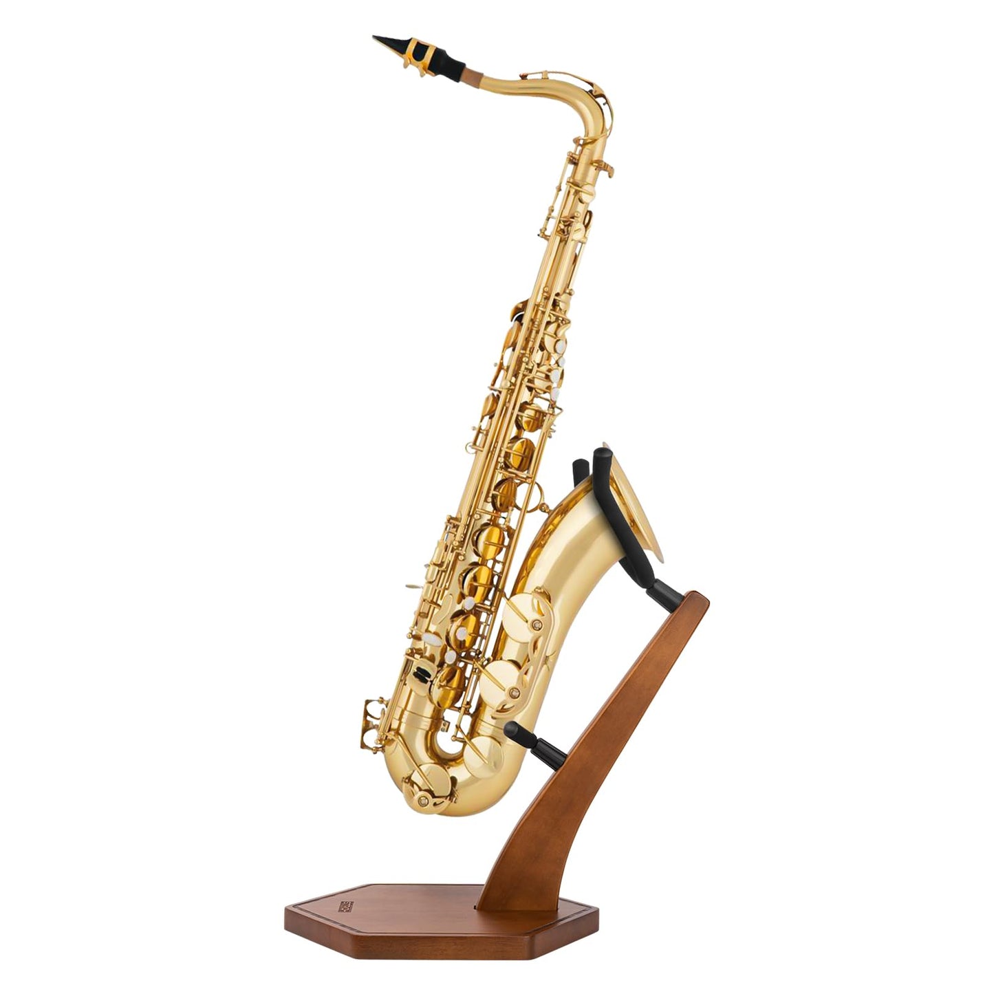 STRICH Wooden Saxophone Stand Display For Alto Tenor Sax, Handmade Solid Wood Floor Stand Holder Colour Walnut, Weighted Heavy Base (FH-4, Sax)