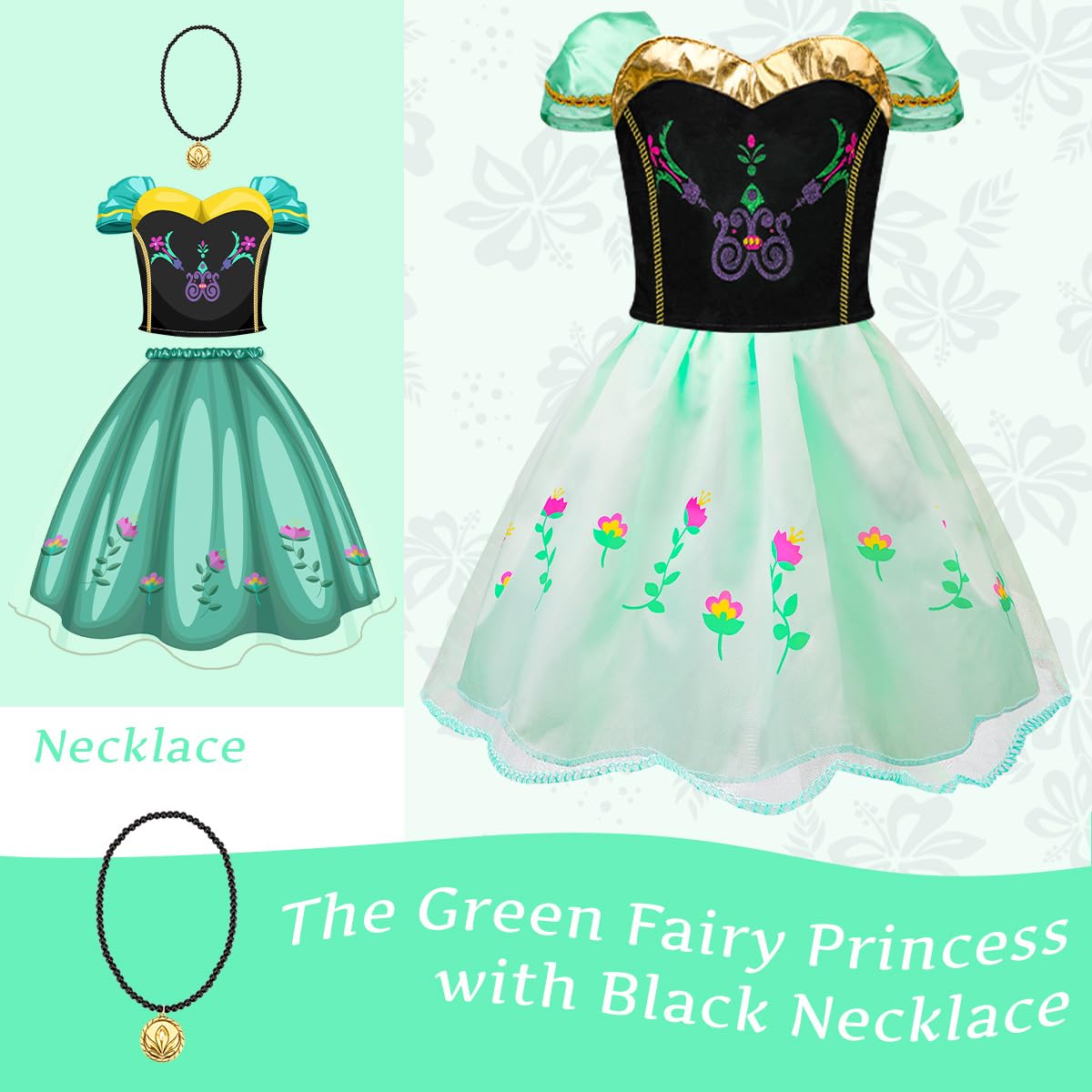 Meland Princess Dress Up for Girls, Dress Up Clothes for Toddler Kids with Princess Cape, Gifts & Toys for Girls Age 3-6
