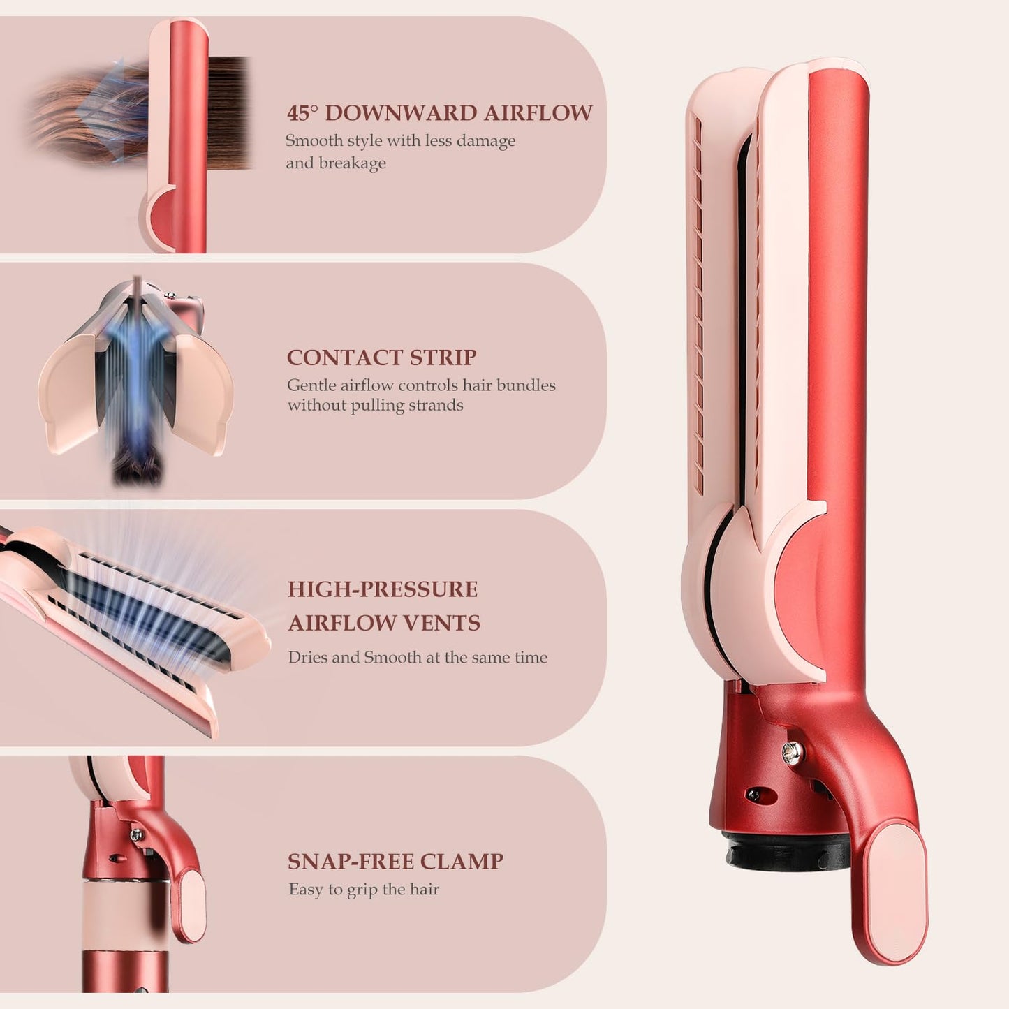 Airflow Attachment for Dyson Airwrap Styler, Nozzles Attachment for Smooth Hair Style with Less Damage and Breakage for Dyson Airwrap HS01 HS05 HS08