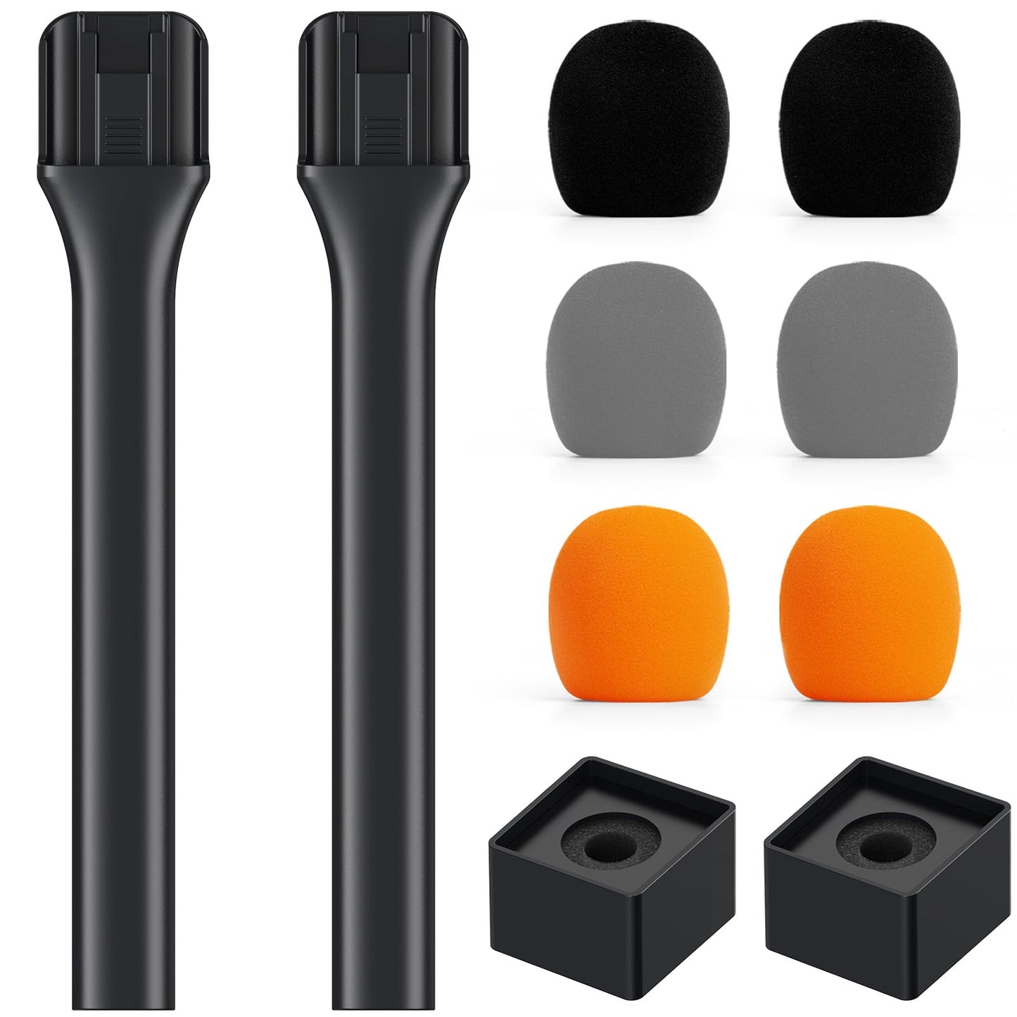 TONOR 2-Pack Microphone Handles for RODE and DJI Wireless Mic, Handheld Interview Mic Stand with Mic Flag Stations for Wireless GO, Rig for Lavalier Mic, Adapter for Vlogging, Podcast, Reports, TP20