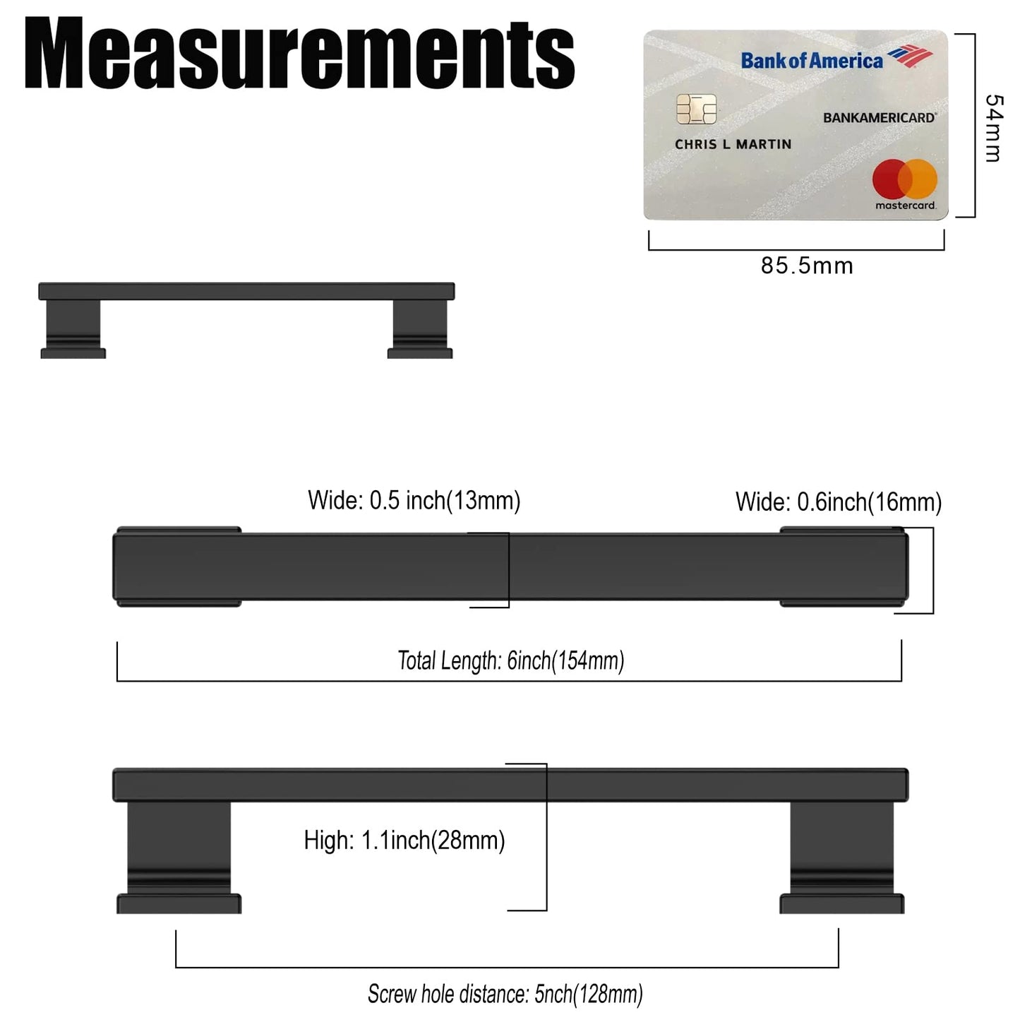 Coinkoly 10 Pack 3-3/4 Inch(96mm) Hole Center Kitchen Cabinet Handle Cabinet Pulls Matte Black Kitchen Drawer Pulls Finish 4-3/4" Hardware Dresser Handles Bathroom Cabinets Handles