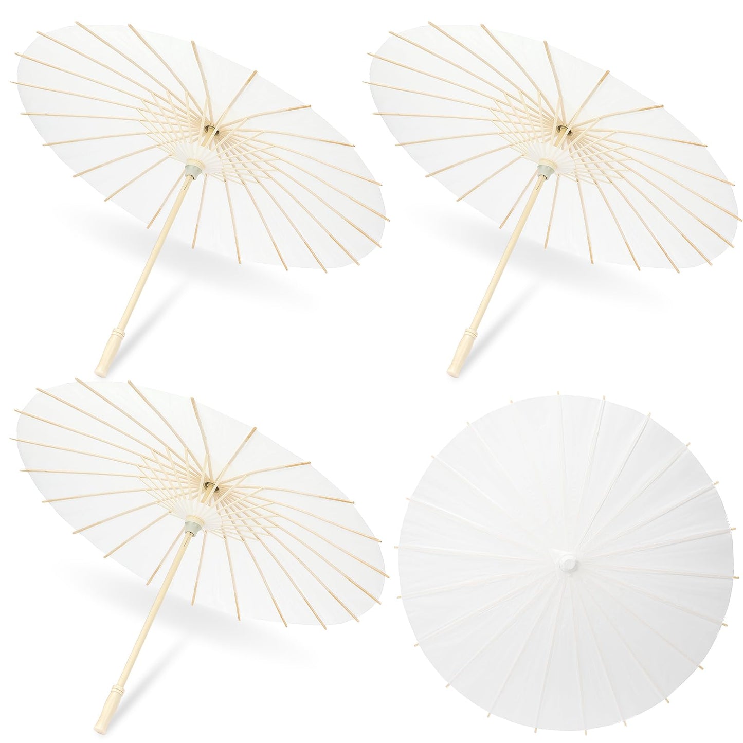 16 Pieces 23.6 Inches White Paper Umbrellas Chinese Japanese Oiled Paper Umbrella Large Paper Parasol Umbrella DIY Painting Oiled Paper Parasol Umbrella for Wedding Bridal Party Decor Photo Props