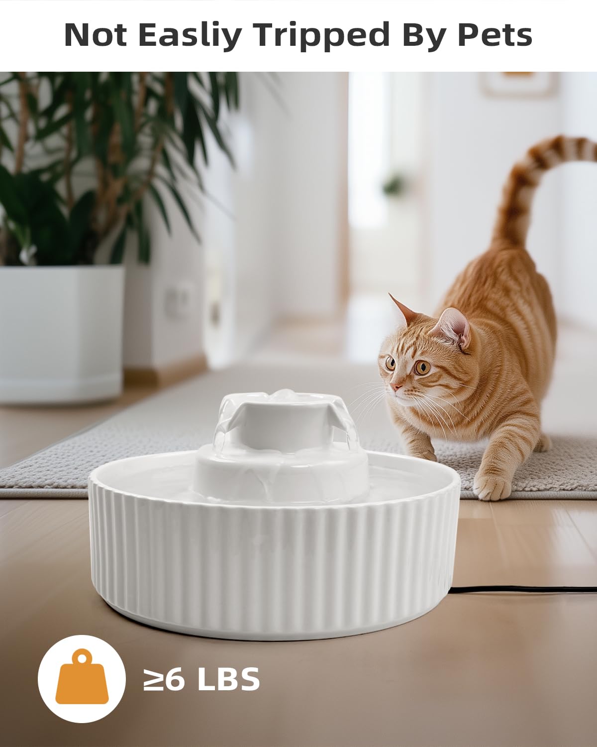 Ceramic Cat Water Fountain, 2.1L/71oz Cupcake Pet Water Fountain for Cats and Dogs, Automatic Pet Drinking Dispenser with Pump, and Filter & Foam (White)