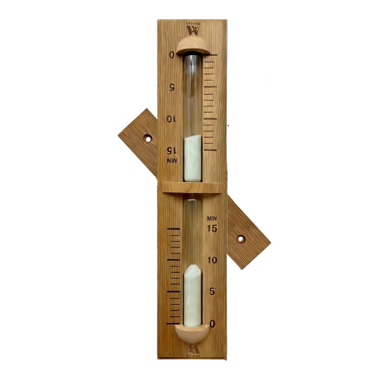 Sauna Sand Timer, 15 Minute Red Cedar Sauna Hourglass Timer, Wall-Mounted 360° Rotating Wood Sand Clock, Sauna Accessories for Infrared & Traditional Sauna,SPA (White)
