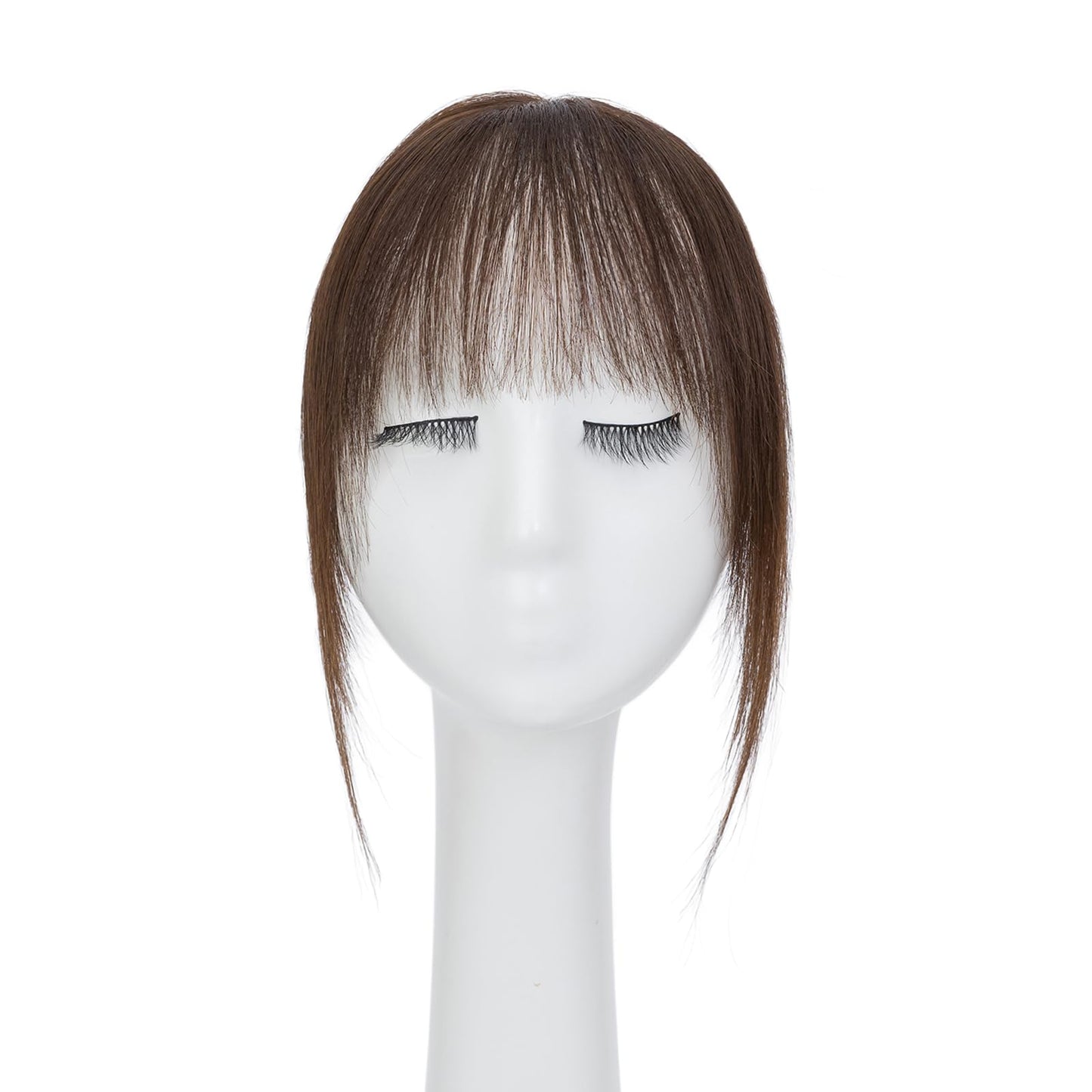 MY-LADY Clip in Bangs Hair Clip Human Hair, 4 Secure Clips in Hairpiece, 100% Real Human Hair Full Fringe French Fake Bangs Hair Extensions for Women Girls Daily Wear Mocha Brown