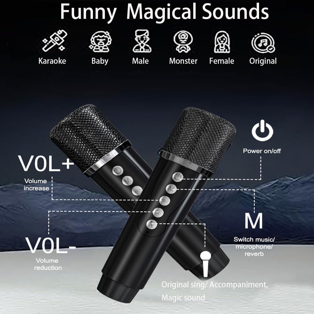 Karaoke Machine for Adults Kids with 2 Wireless Microphones, Portable Bluetooth Singing Speaker System with LED Lights for Home Party, Outdoor/Indoor/Wedding,Church,Picnic,Birthday Gifts-White