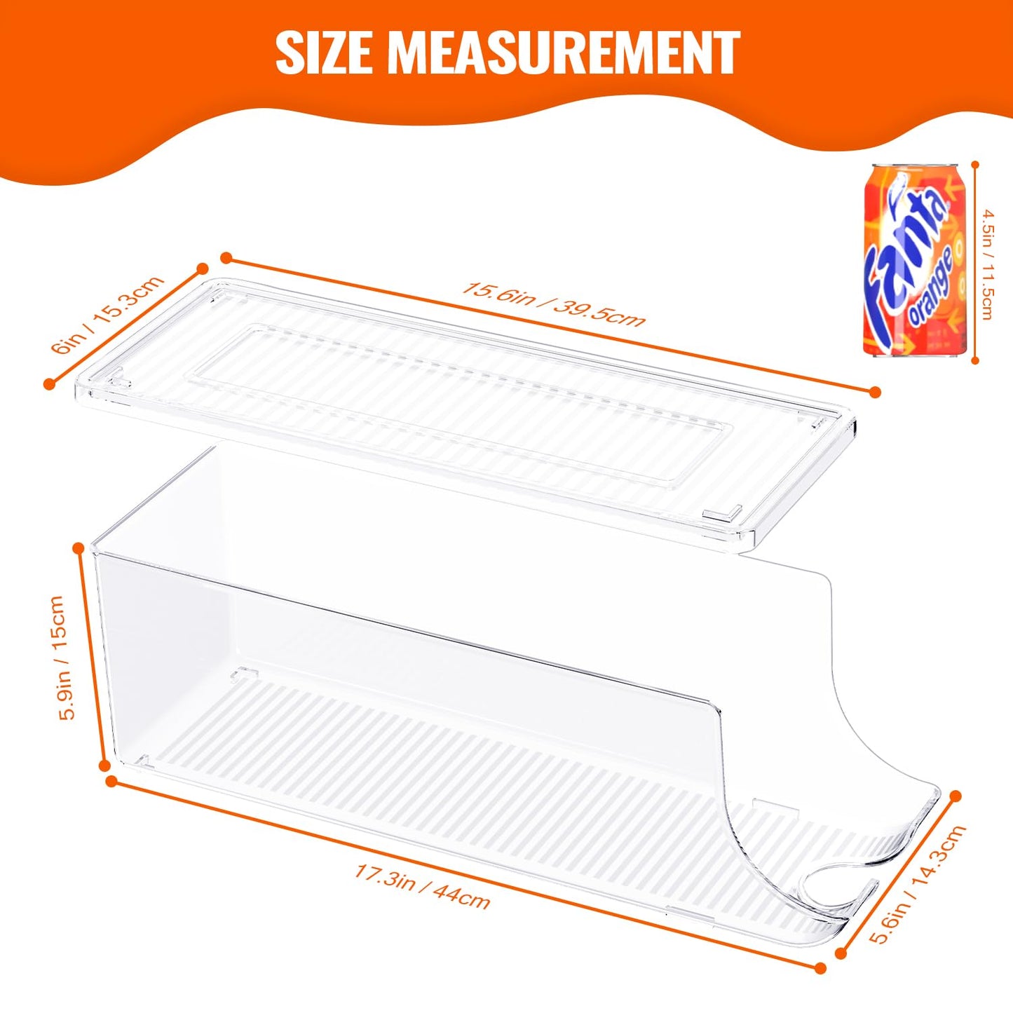 SCAVATA Soda Can Organizer for Refrigerator, Stackable Canned Food Pop Cans Container Can Holder Dispenser with Lid for Fridge Rack Freezer, Clear Storage Bins-Holds 12 Cans Each (2 Pack)