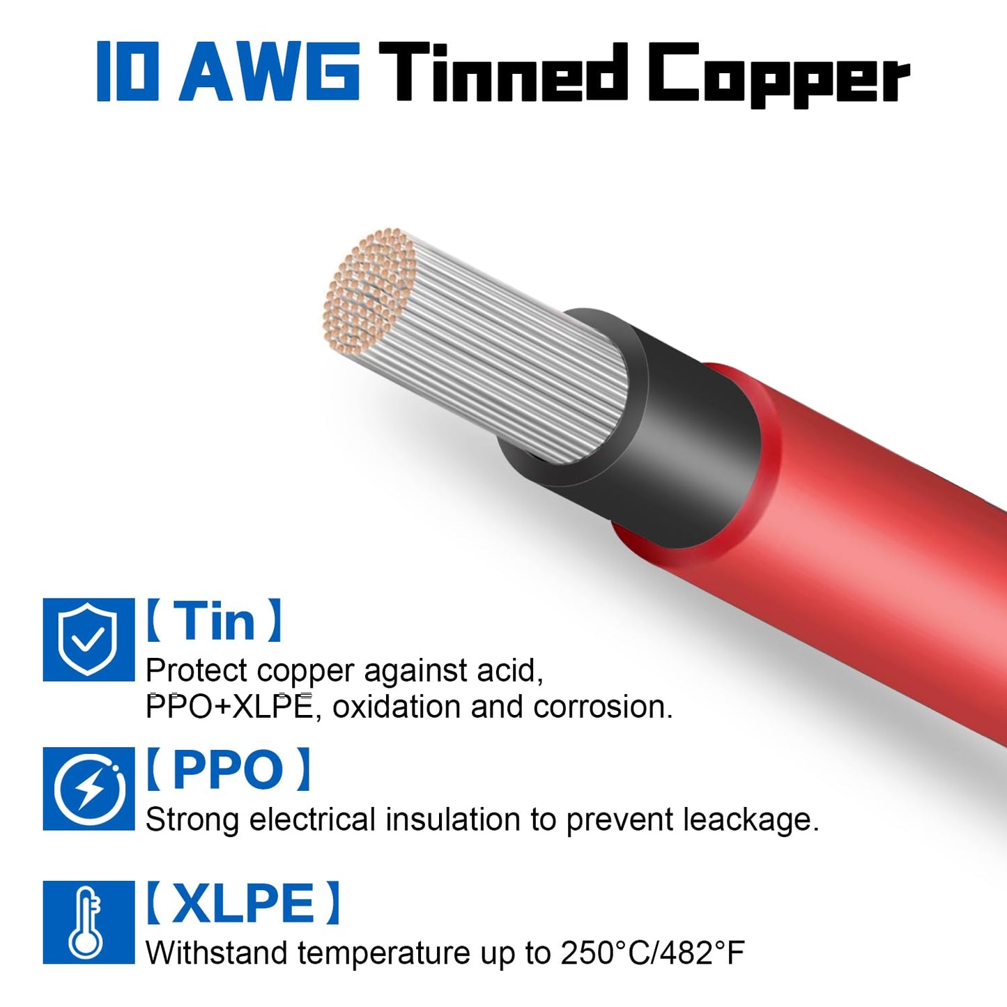 TBER 20Feet 10 AWG(6mm²) Solar Extension Cable with MC4 Male & Female Connector Waterproof Wire for Solar Panels RV Marine Camper Ferry Outdoor Automotive (20FT Red+ 20FT Black)
