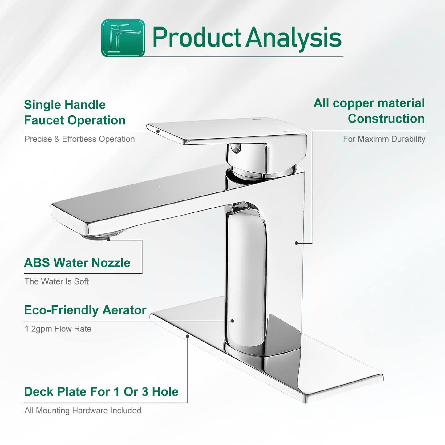 Chrome Bathroom Faucet Single Handle One Hole Bathroom Sink Faucet Lavatory Faucet with Deck