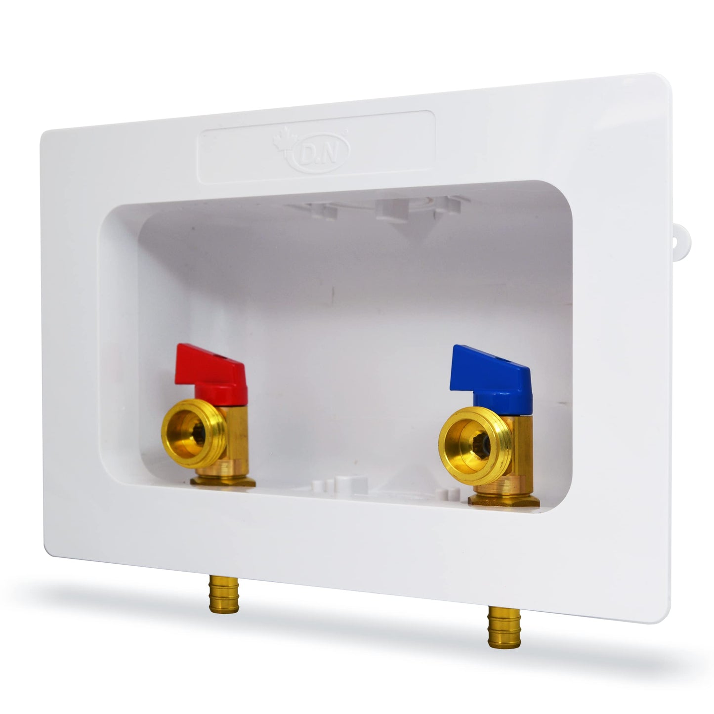 D.N. Washing Machine Outlet Box with Valves Dual Drain Washer PEX Laundry Box 1/2 Inch PEX Connection x 3/4 Inch MHT