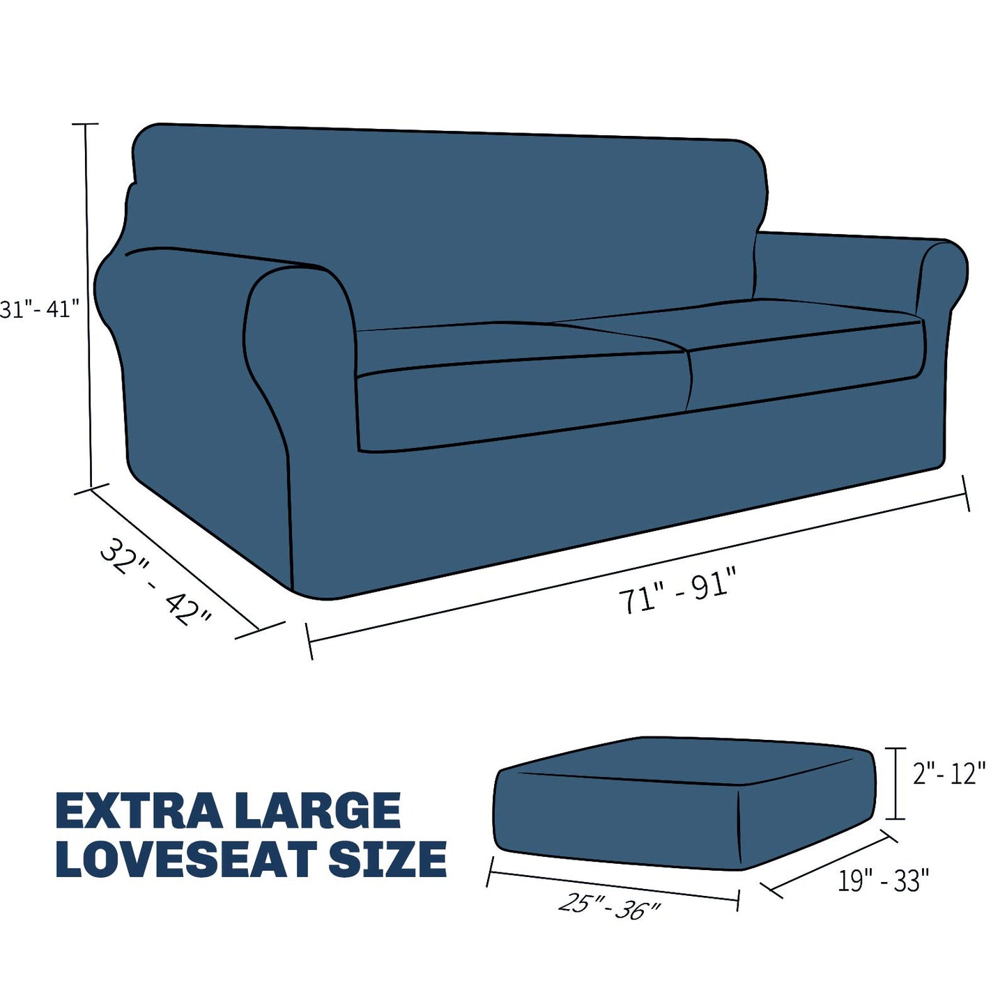 JIVINER 3 Pieces Couch Covers for 2 Cushion Couch Stretch Sofa Slipcover with 2 Extra Large Seat Cushion Covers Thick Fitted Loveseat Sofa Covers for Living Room (XL Loveseat, Dark Coffee)