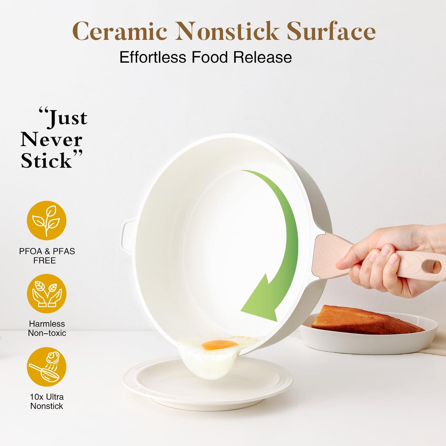 Kordisen Non-stick ceramic deep frying pan, 30cm non-toxic large frying pan with lid, healthy jumbo stove, frying pan for cooking, induction cookware, PFOA and PFOAS free