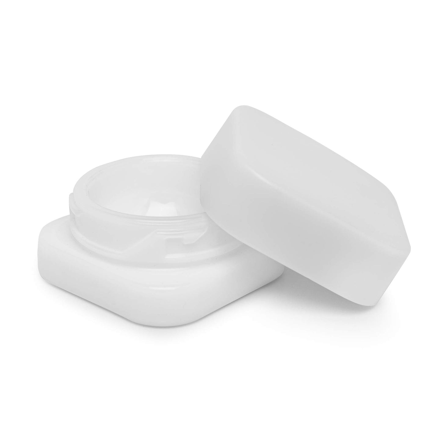 9ml Cube Glass Shoulderless Screw Top Jars w/ Child Resistant Lid | Containers for Essential Oils, Concentrates, Lip Balm, Makeup or Cosmetics | 100pc (White Glass, White Lid)