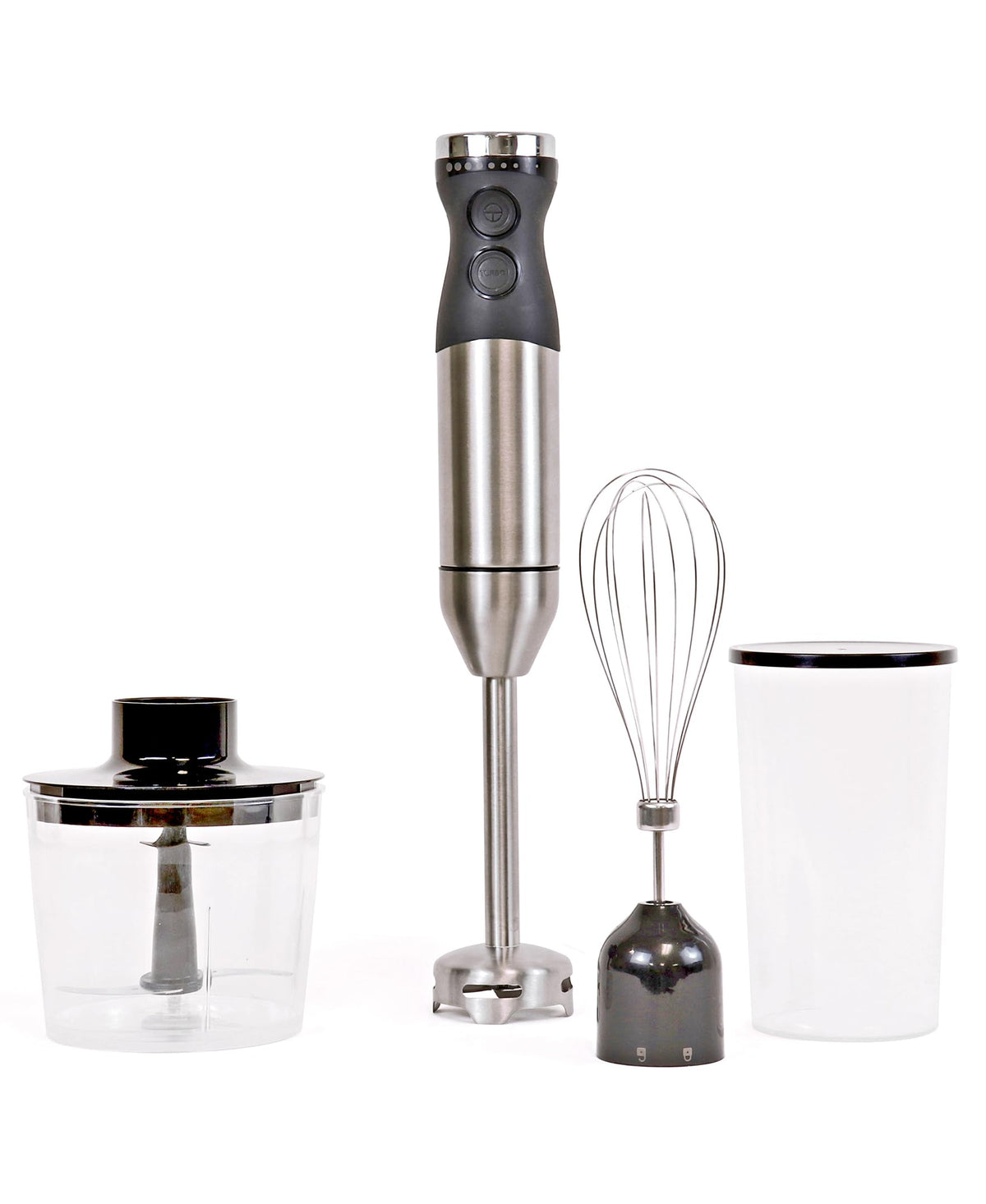 Kenmore Immersion Hand Blender Mixer Variable Speed Handheld Blending Stick Smoothie Food Chopper Whisk 700mL Beaker Lid Baby Food Red Sauces Puree Soup Quad Blade Kitchen Black Silver