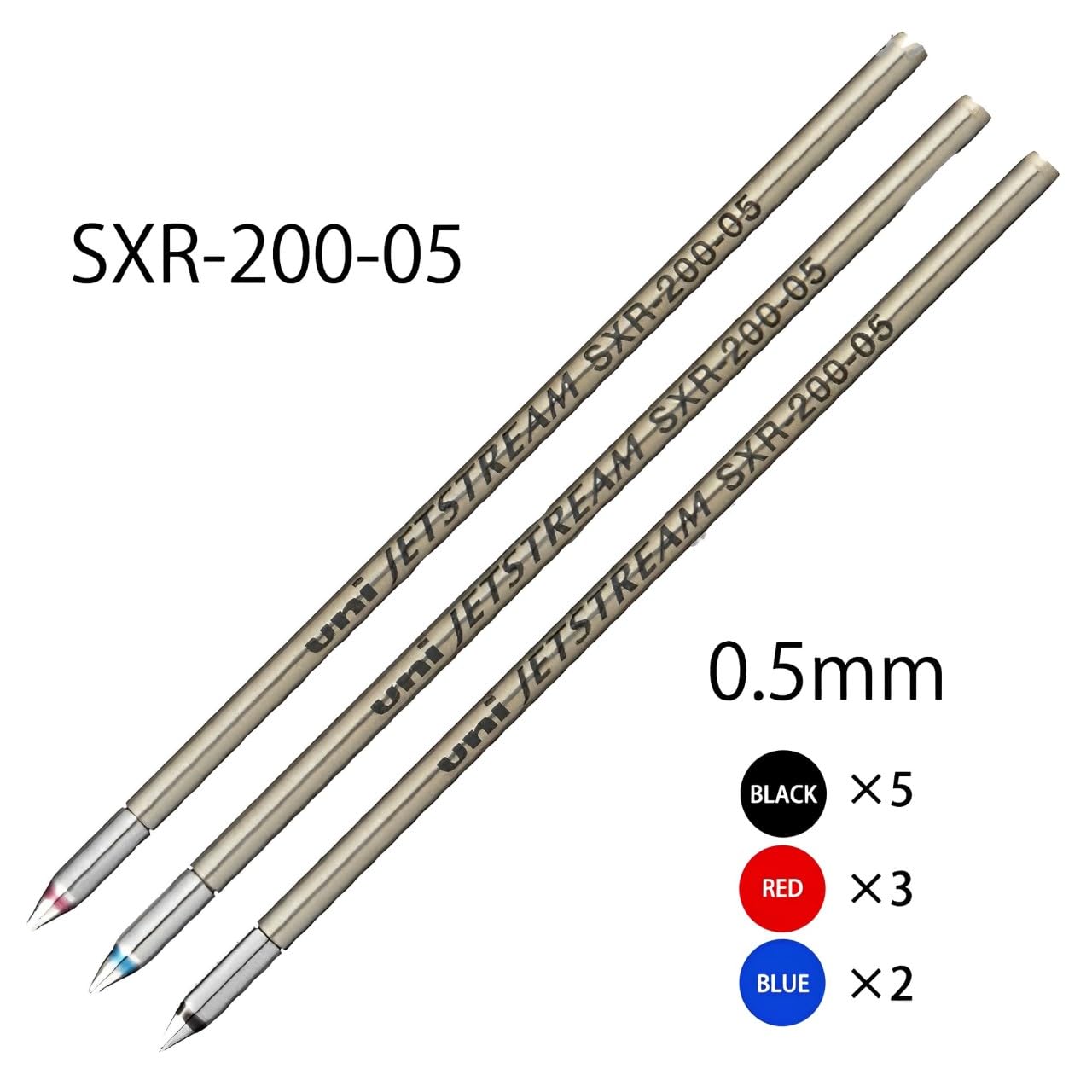 Mitsubishi pencil jet stream for PRIME replacement Wick SXR-200-05 mix free 10 pieces set (black, red, blue)