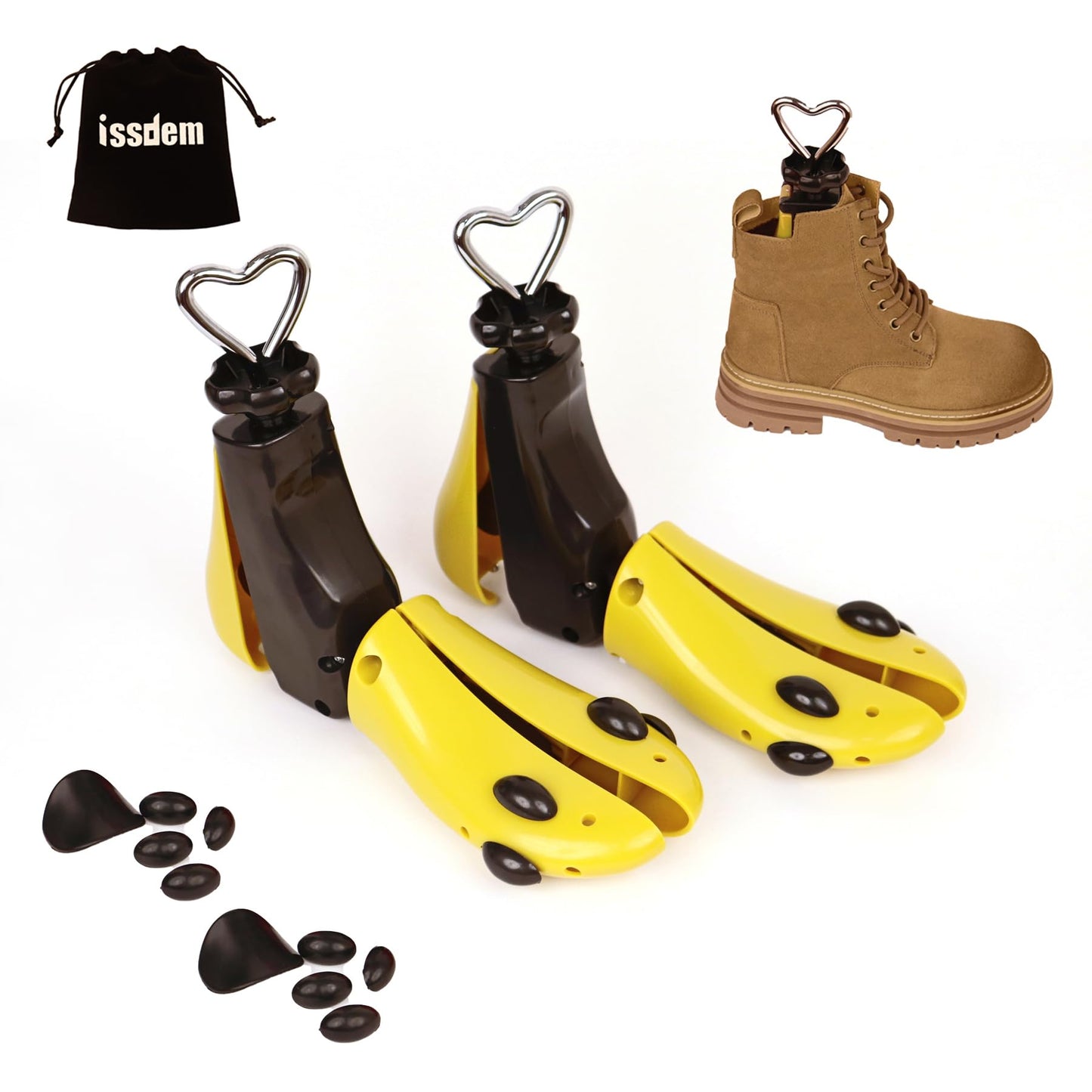 issdem Adjustable Shoe Stretcher for Men Size 9-13, Shoe Widener Stretcher, Shoe Trees for Women Size 6-11 (L (Women's 11-14;men's 10-14) Yellow 2pcs)