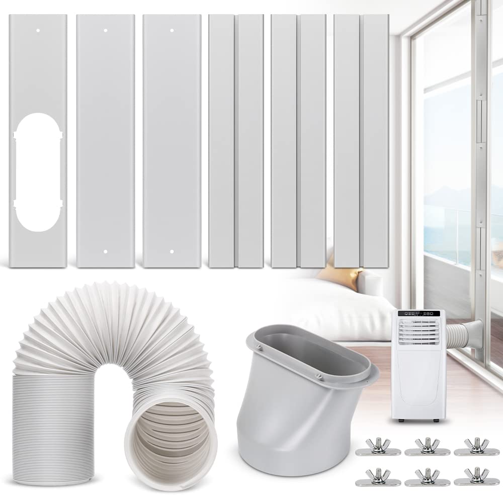 Kxuhivc Portable Air Conditioner Windows Vent Kit, Adjustable Window Seal with 5.9 Inch Diameter, 78.8 Inch Length Exhaust Hose for A/C Unit Universal for Sliding Glass Doors