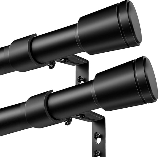 2 pack 1 Inch Diameter Curtain Rod for Windows 84-120 Inch Extra Long Matte Black Curtain Rods with Brackets Adjustable Pole Heavy Duty Curtains Rod for Patio Kitchen Bedroom Living Room Outdoor