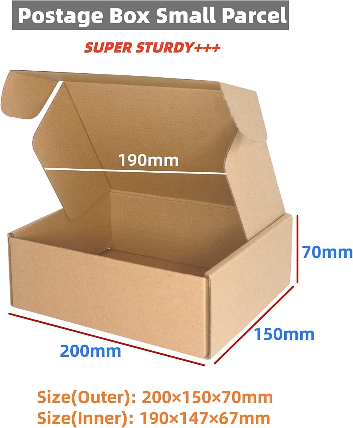 Corrugated Cardboard Shipping Boxes, 200x150x70mm (8"x6"x2.7") Small Parcel Boxes, Packaging Mailing Boxes for Business, Posting, Small Packet Shipping, Storing or Gift(Pack of 20)