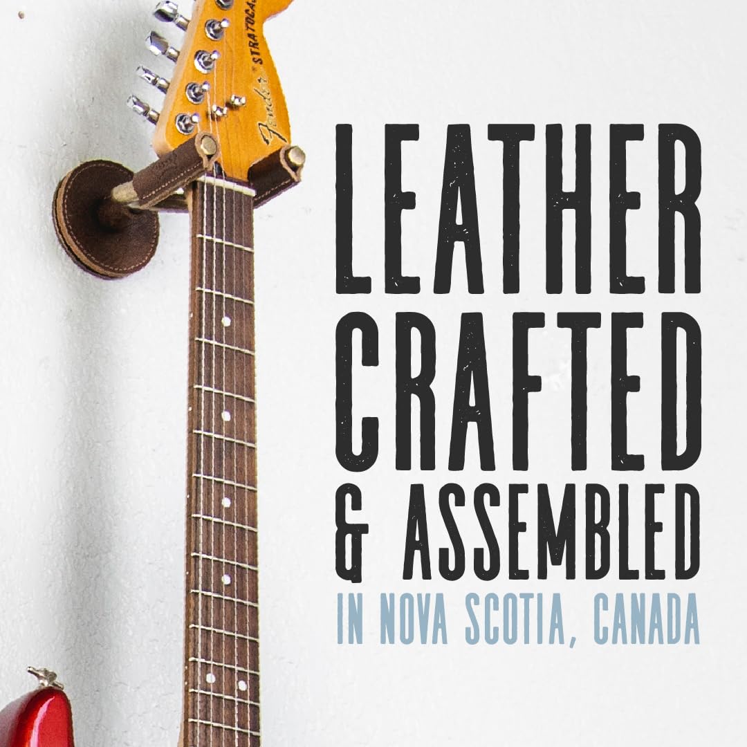 Levy's Leathers Forged Steel Guitar Hanger; Brass Metal with Tan Veg-Tan Leather Yoke Wraps (LVY-FGHNGR-BRTN)
