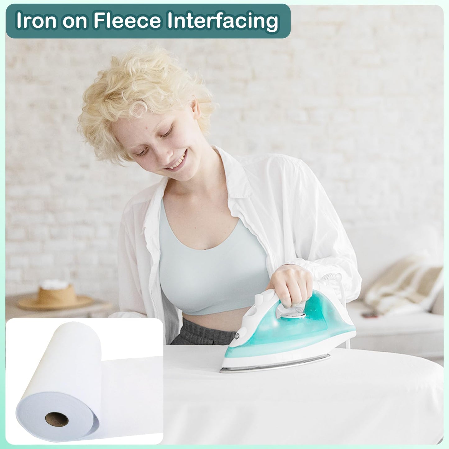 JIMILIFE Heavy Weight Fusible Fleece Interfacing,11.8 Inches x 11 Yard Iron-on Fusible Fleece for Sewing, One-Sided Loft Fusible Fleece Interfacing for Bags,Sewing,Quilting