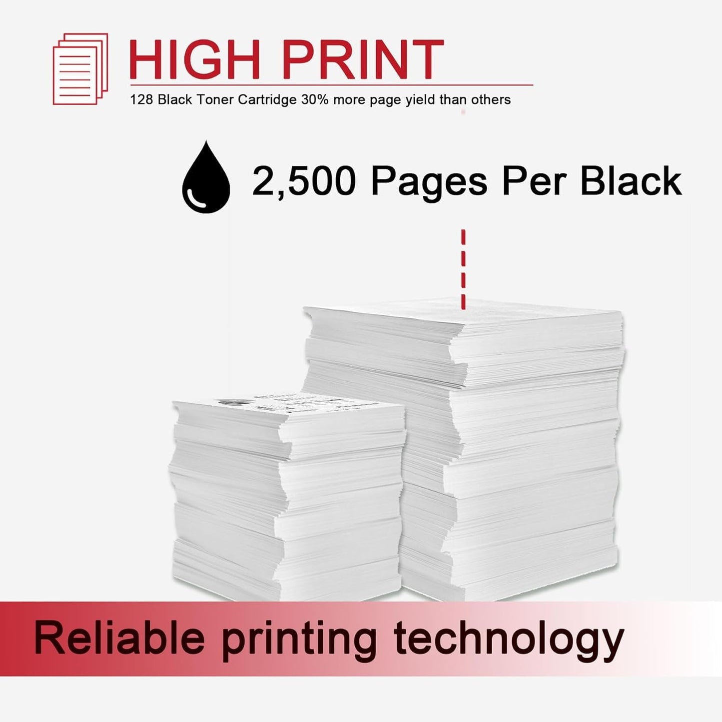 128 Black Toner Cartridge (1-Pack) High Yield Replacement for Canon CRG-128 128 | Compatible with imageCLASS MF4570, MF4770n, MF4450, MF4800, D530, D550, L100, L190 Series Printer